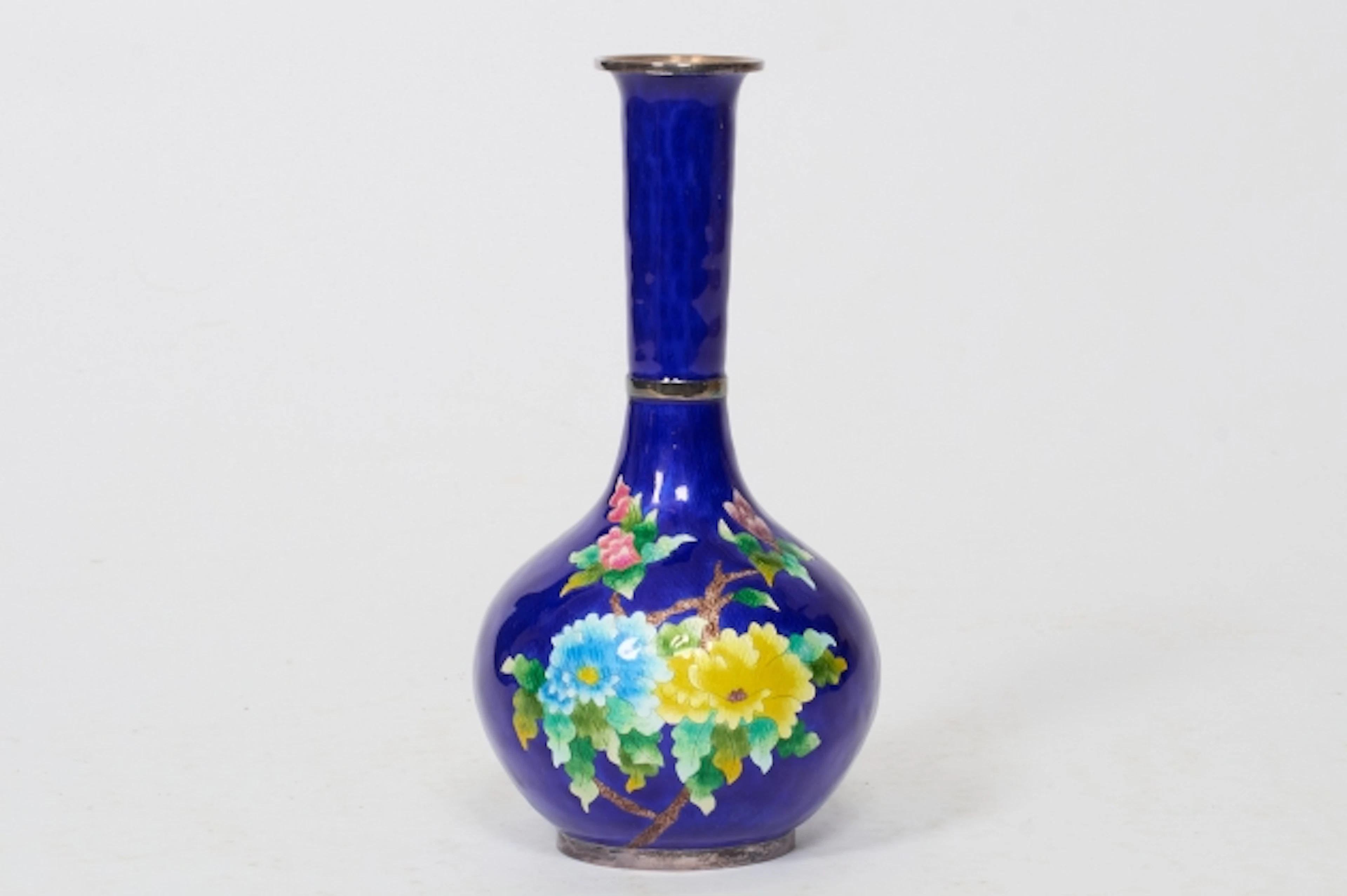 Vas, silver samt cloisonne, Korea
