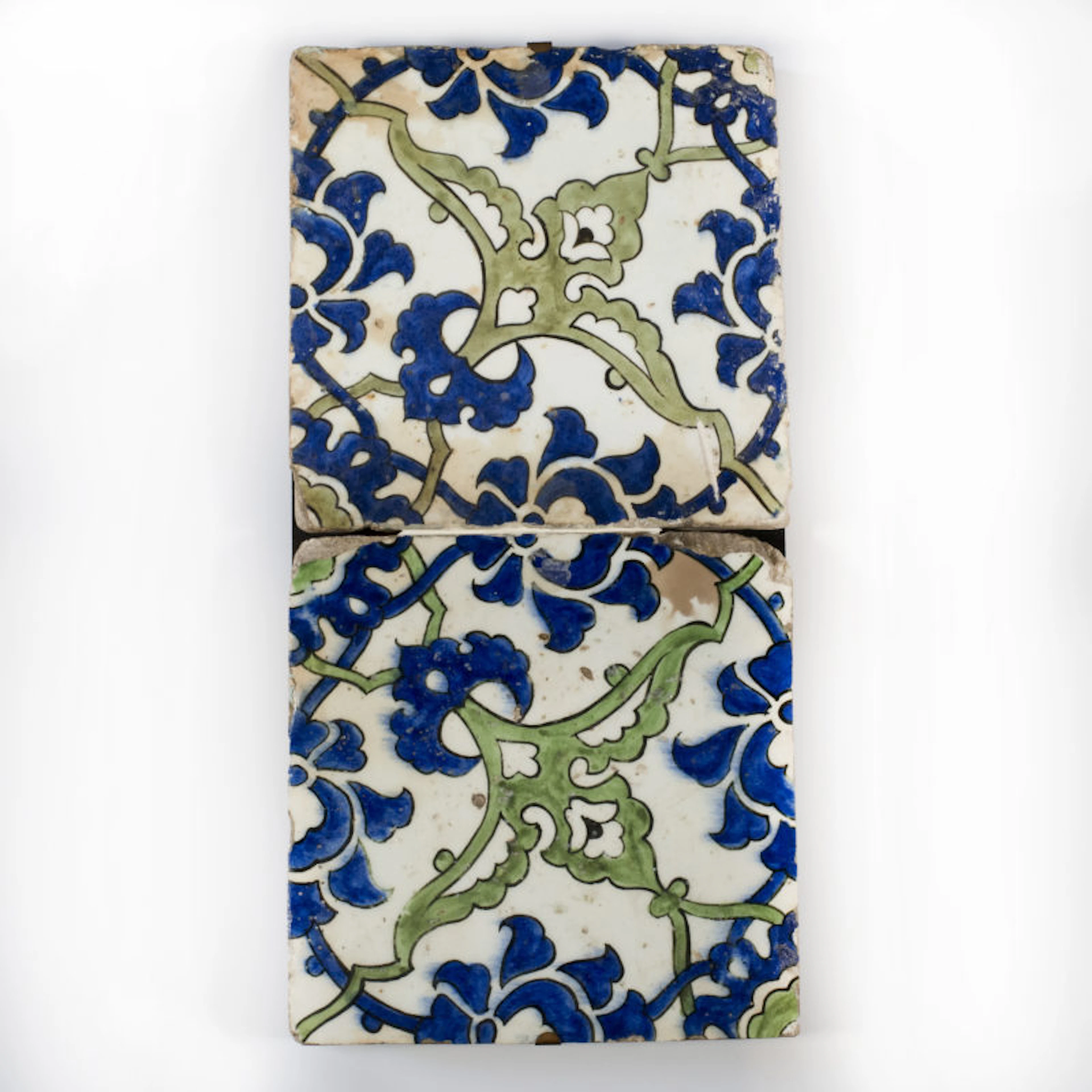 A panel of two square Ottoman Empire ‘Dome of the Rock’ tiles