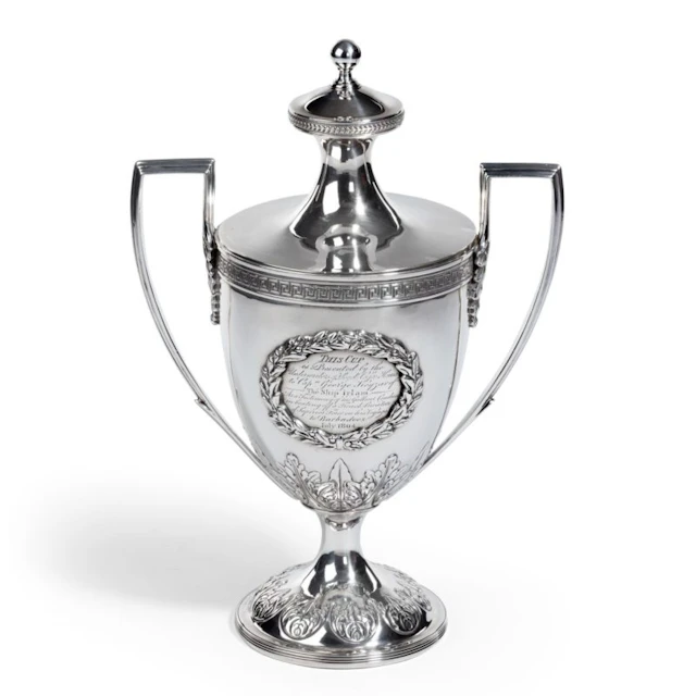 George III Lloyds Patriotic Fund silver and silver gilt vase and cover