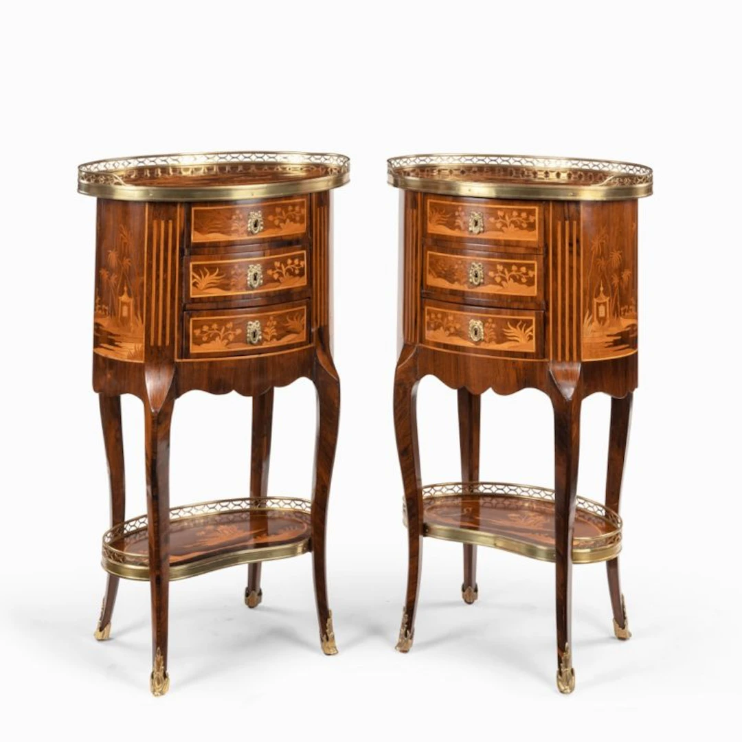 A pair of French rosewood occasional tables