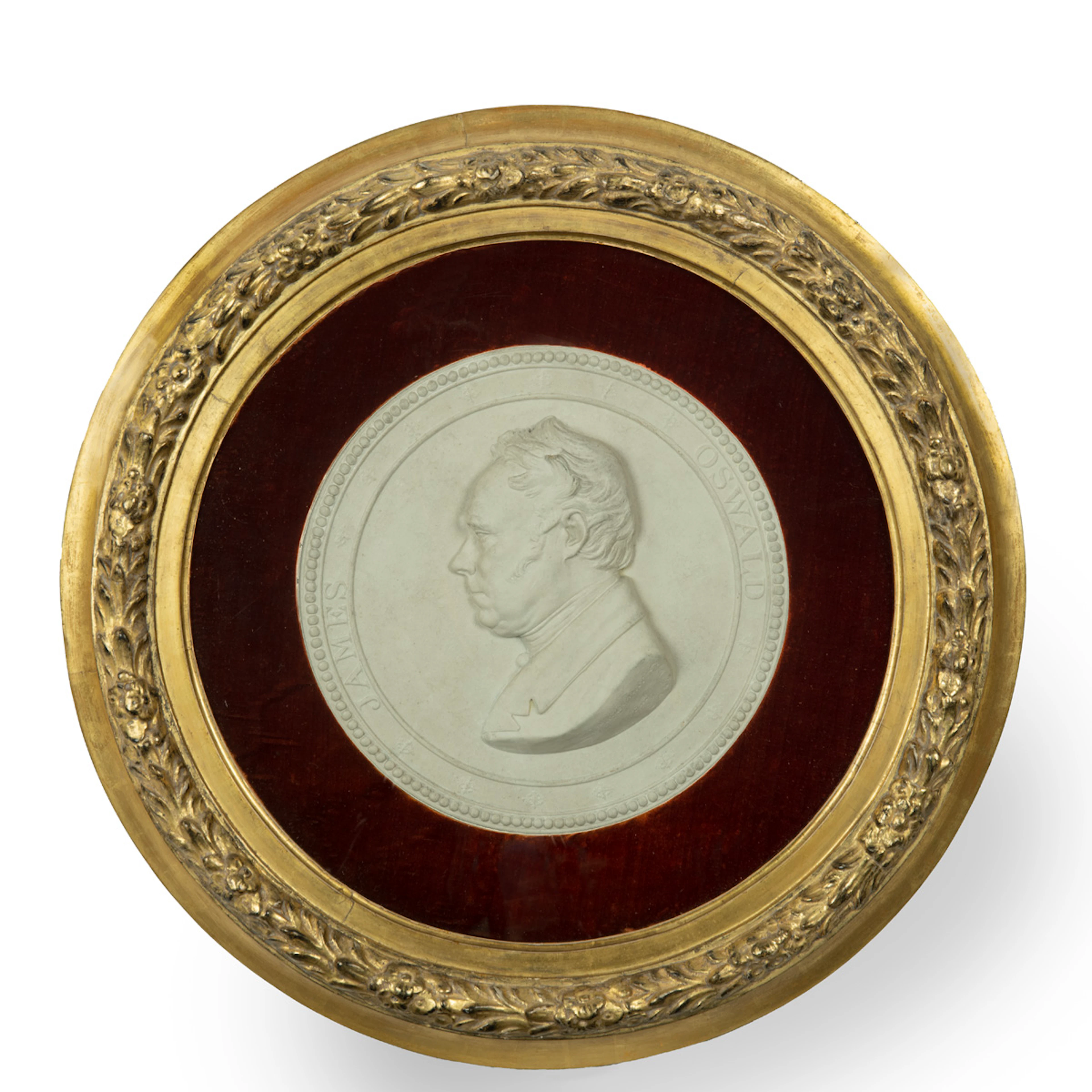 A framed plaster portrait plaque of the Glasgow Reformist MP James