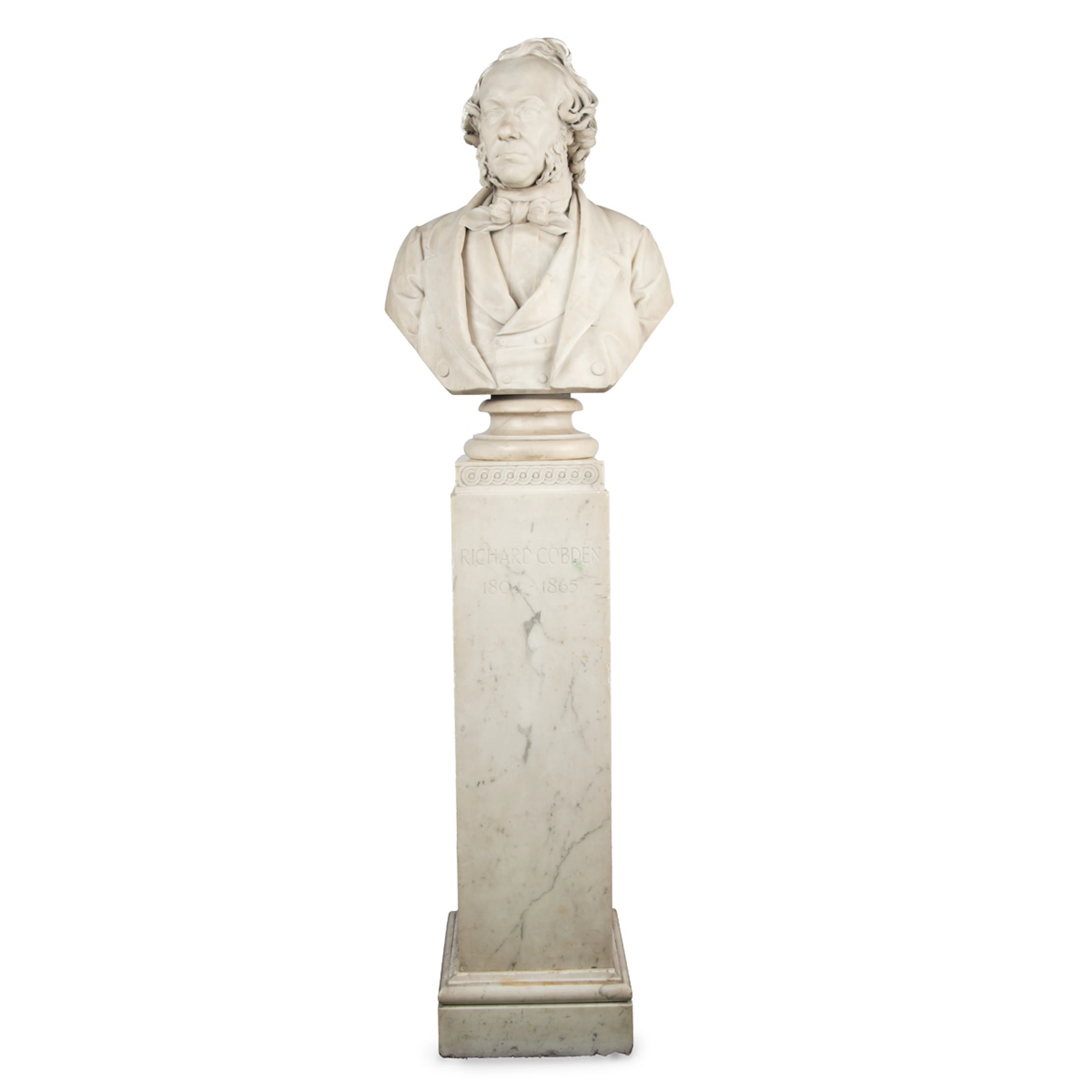 A Marble Bust on Pedestal of Richard Cobden by Neville Northey Burnard 1865