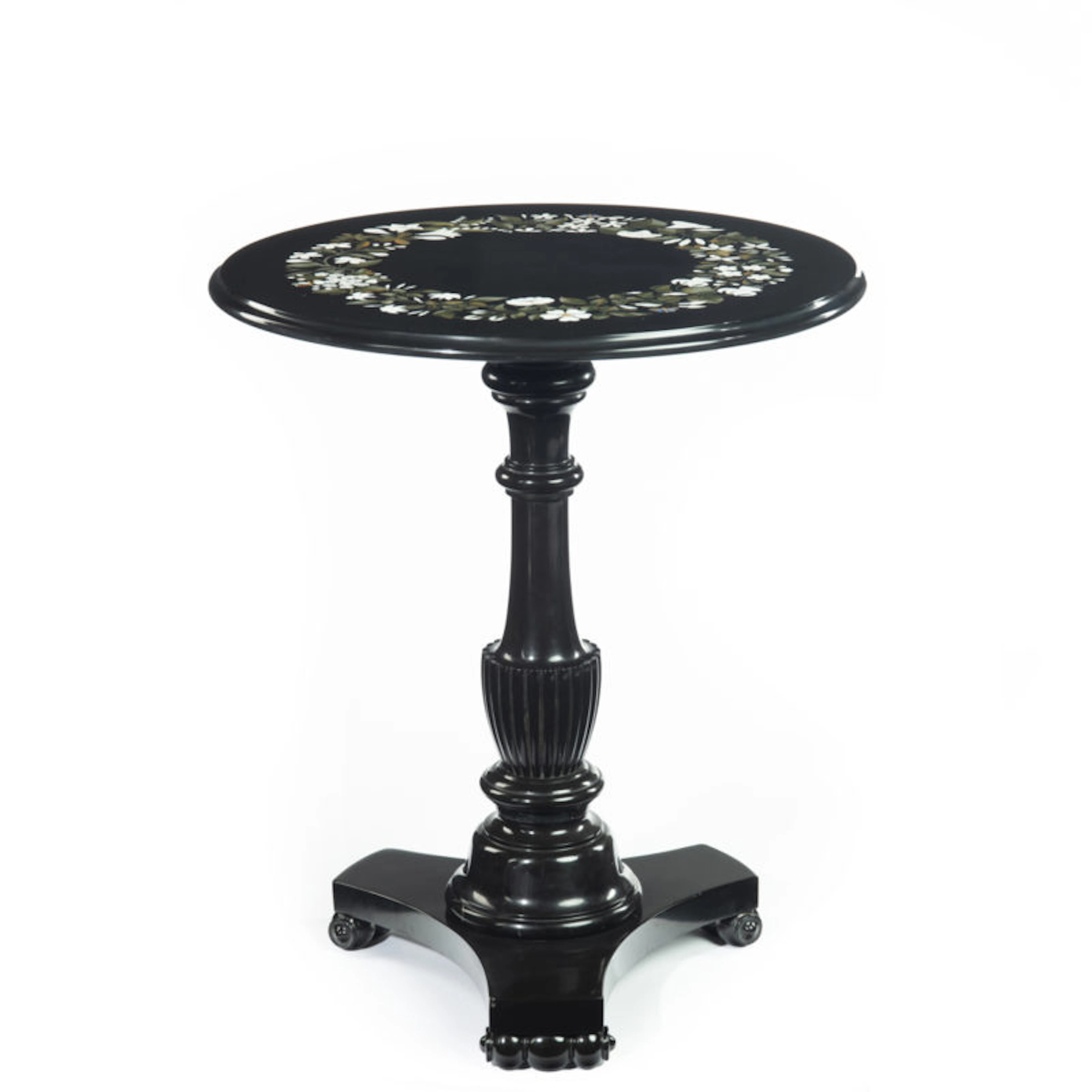 A circular Derbyshire Black Marble pietra dura table, attributed to Tomlinson