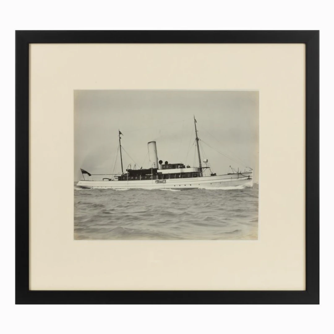 Early silver gelatin Photographic print the Steam yacht Cressida at