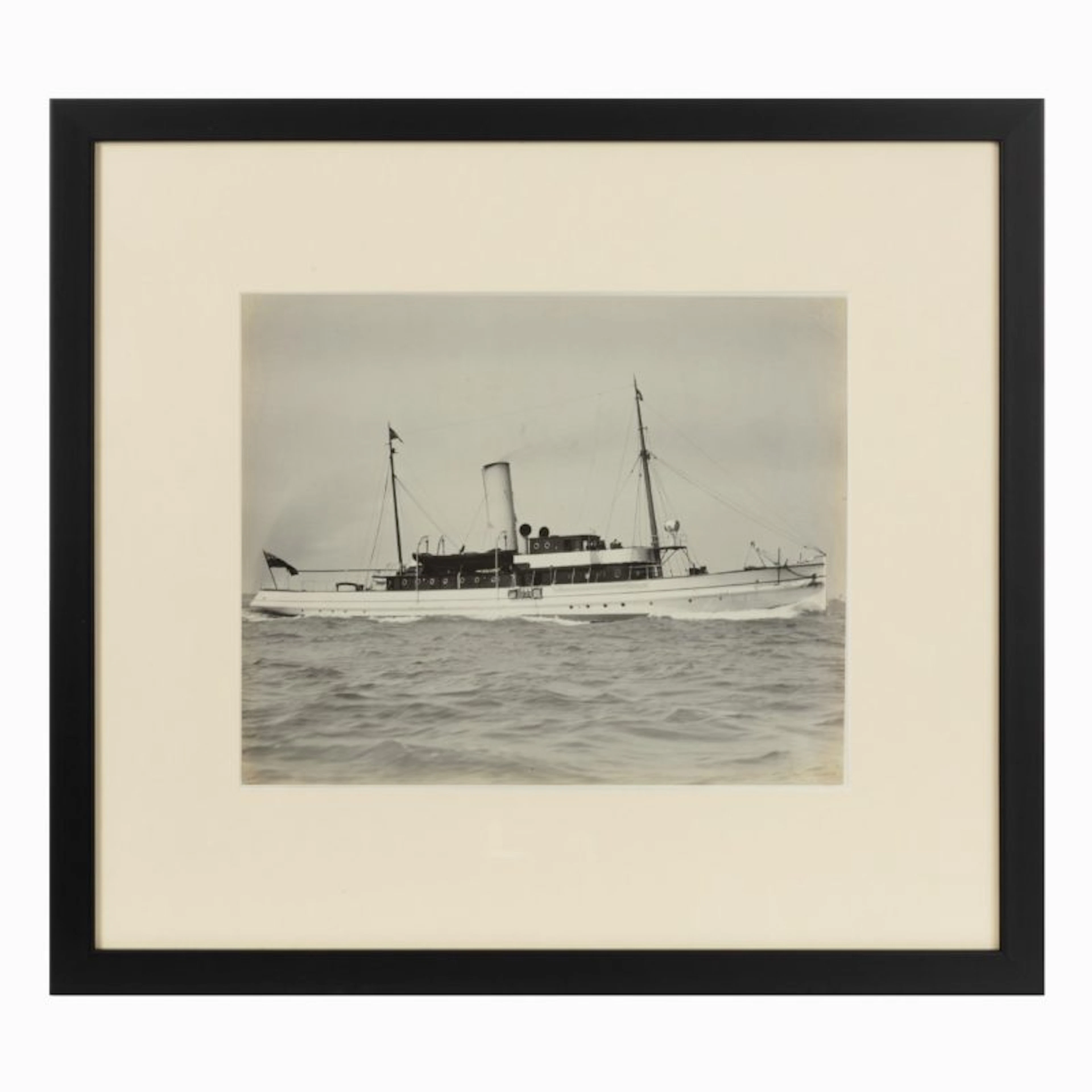 Early silver gelatin Photographic print the Steam yacht Cressida at