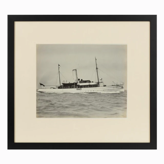 Early silver gelatin Photographic print the Steam yacht Cressida at
