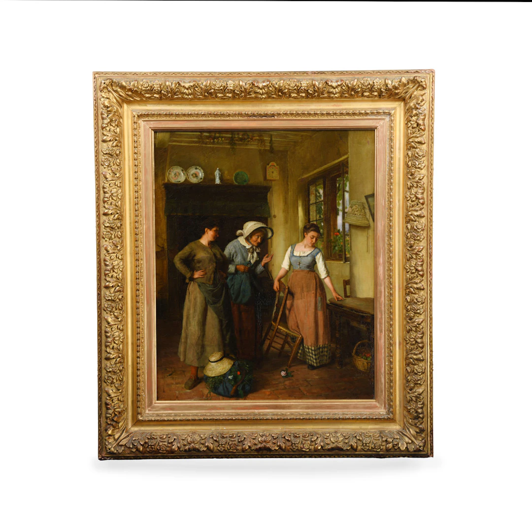 A Genre Interior Scene Painted by Jules Ruinart de Brimont (1838-1898)