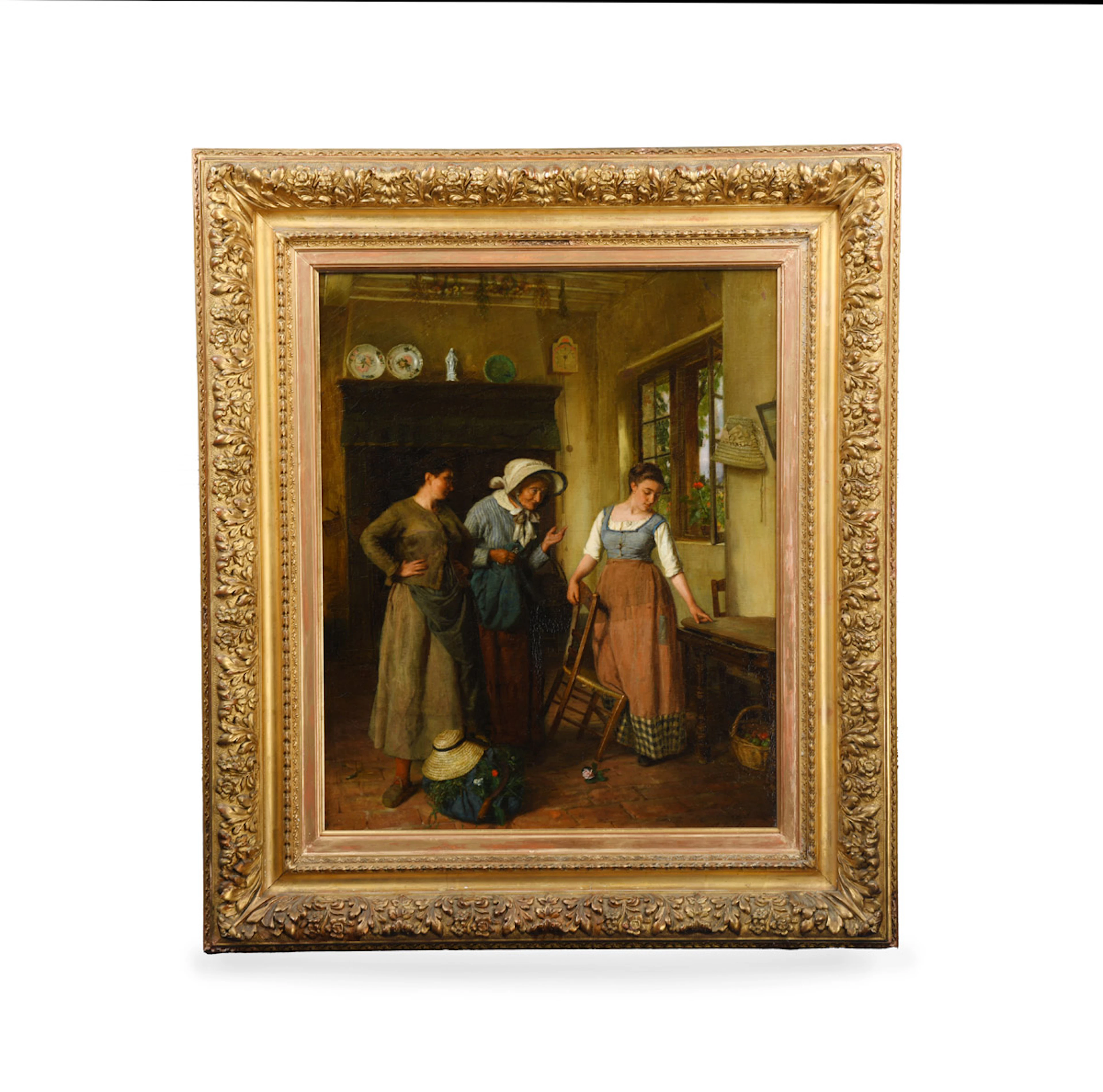 A Genre Interior Scene Painted by Jules Ruinart de Brimont (1838-1898)