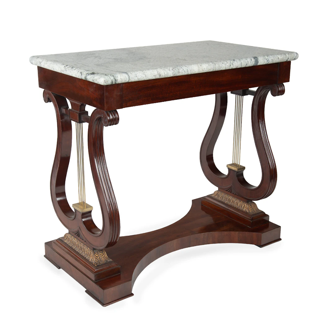 A Fine French Lyre Support Mahogany Centre Table, 2nd Quarter of the