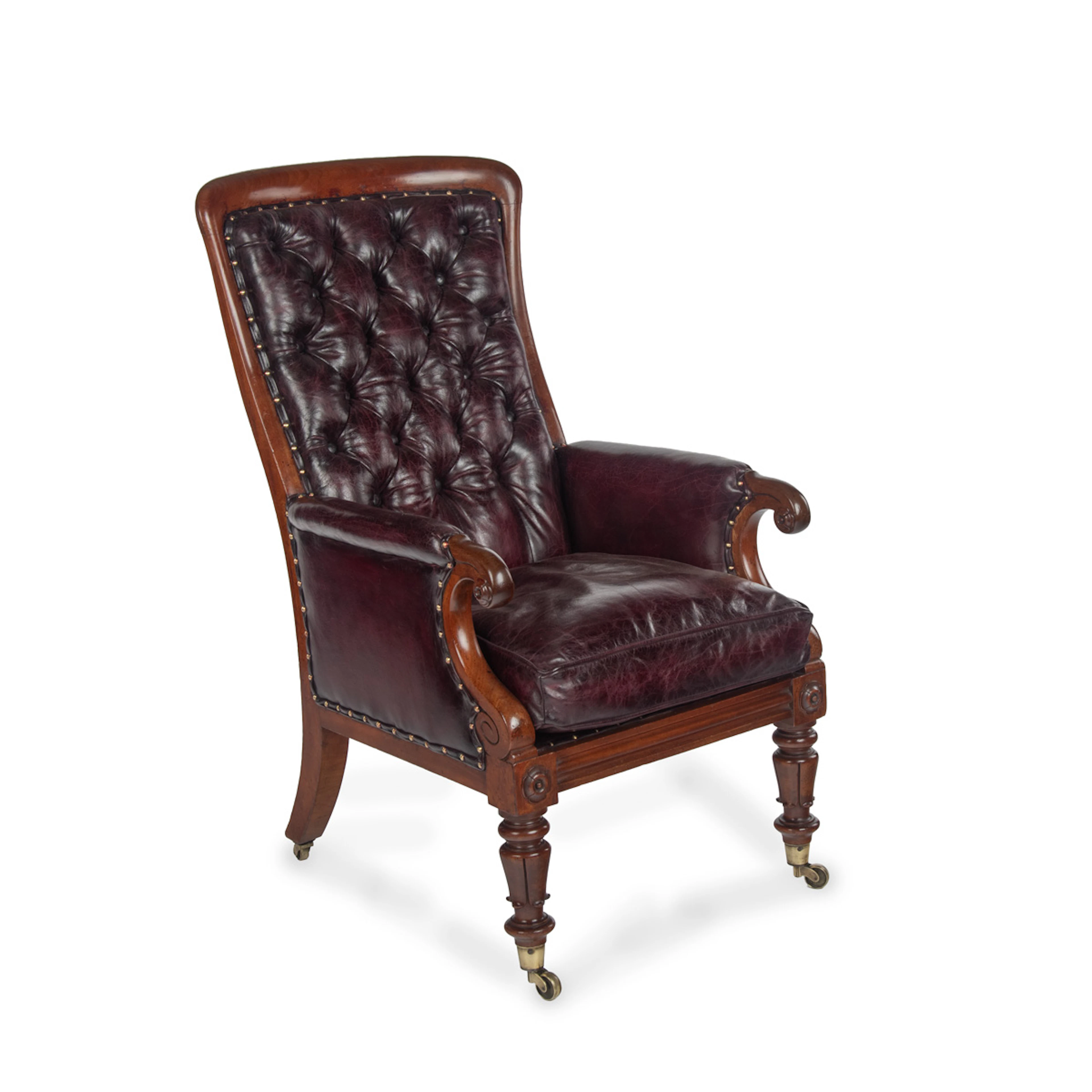 A Fine Quality Early Victorian Period Mahogany Library or desk Armchair, c.1840