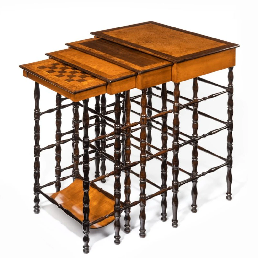 A nest of Regency specimen wood tables by Gillows of Lancaster