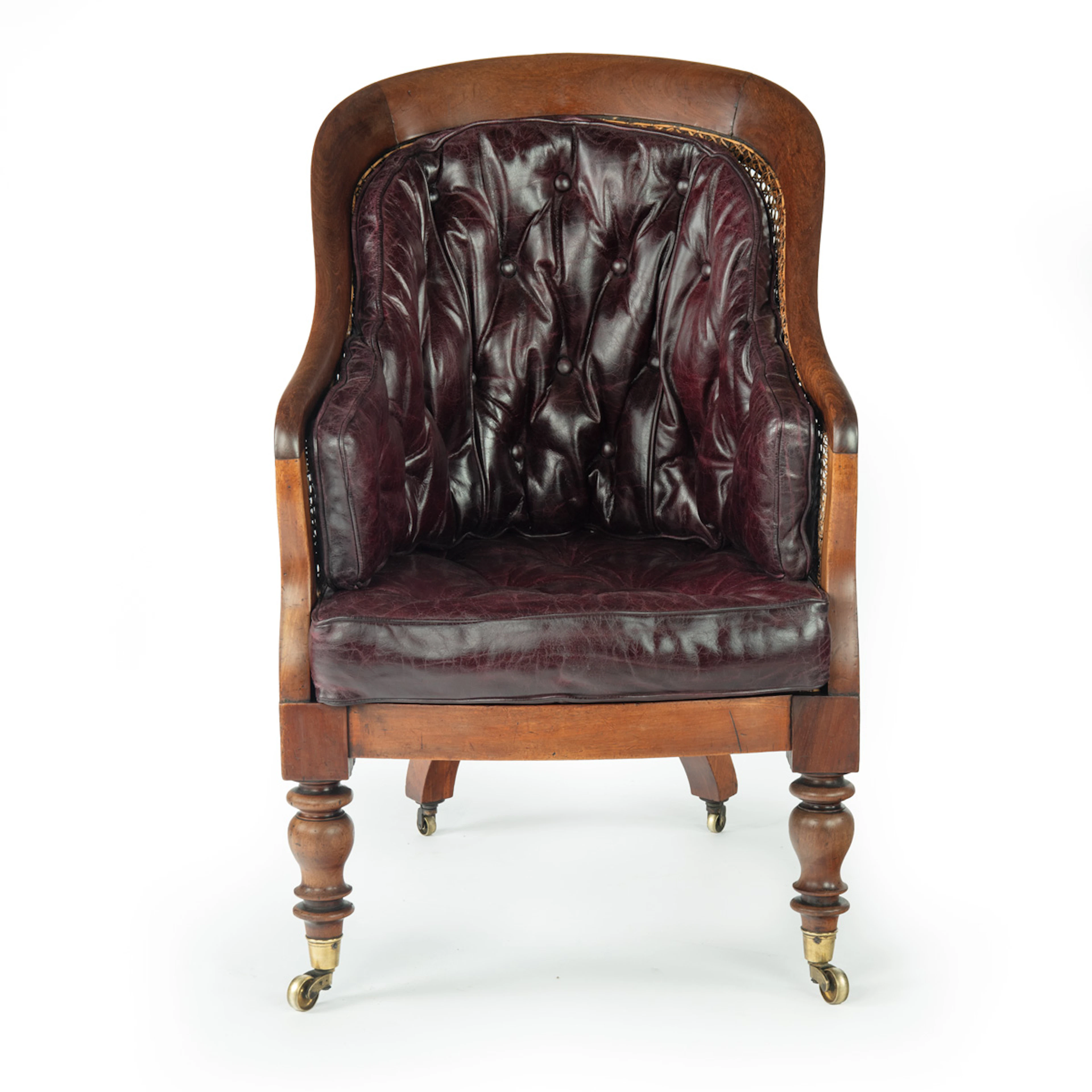 Mid Victorian mahogany shaped Berjere library chair