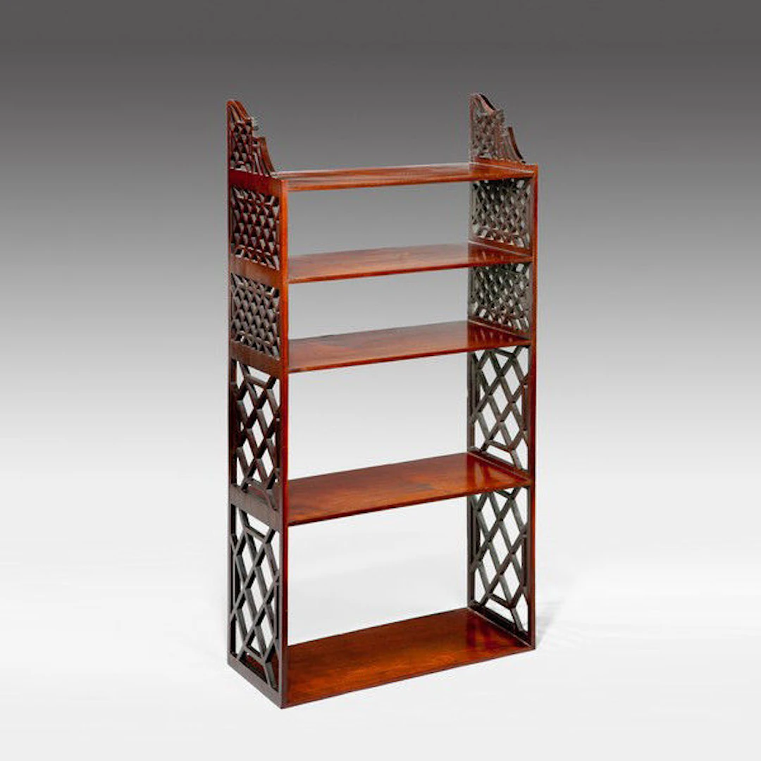 Chippendale period mahogany hanging wall shelves