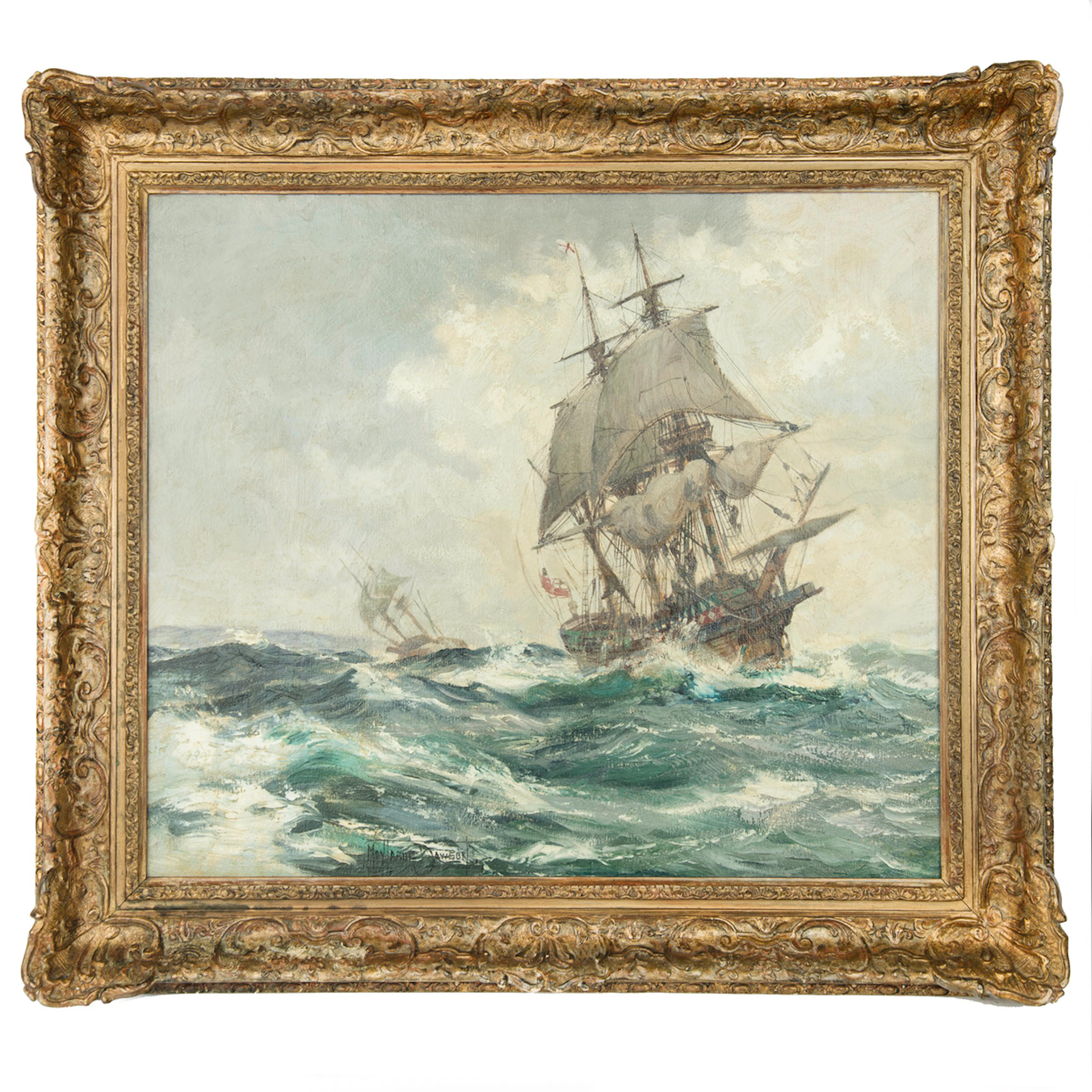 ‘The Ark and the Dove off the Scillies with Lord Baltimore aboard’