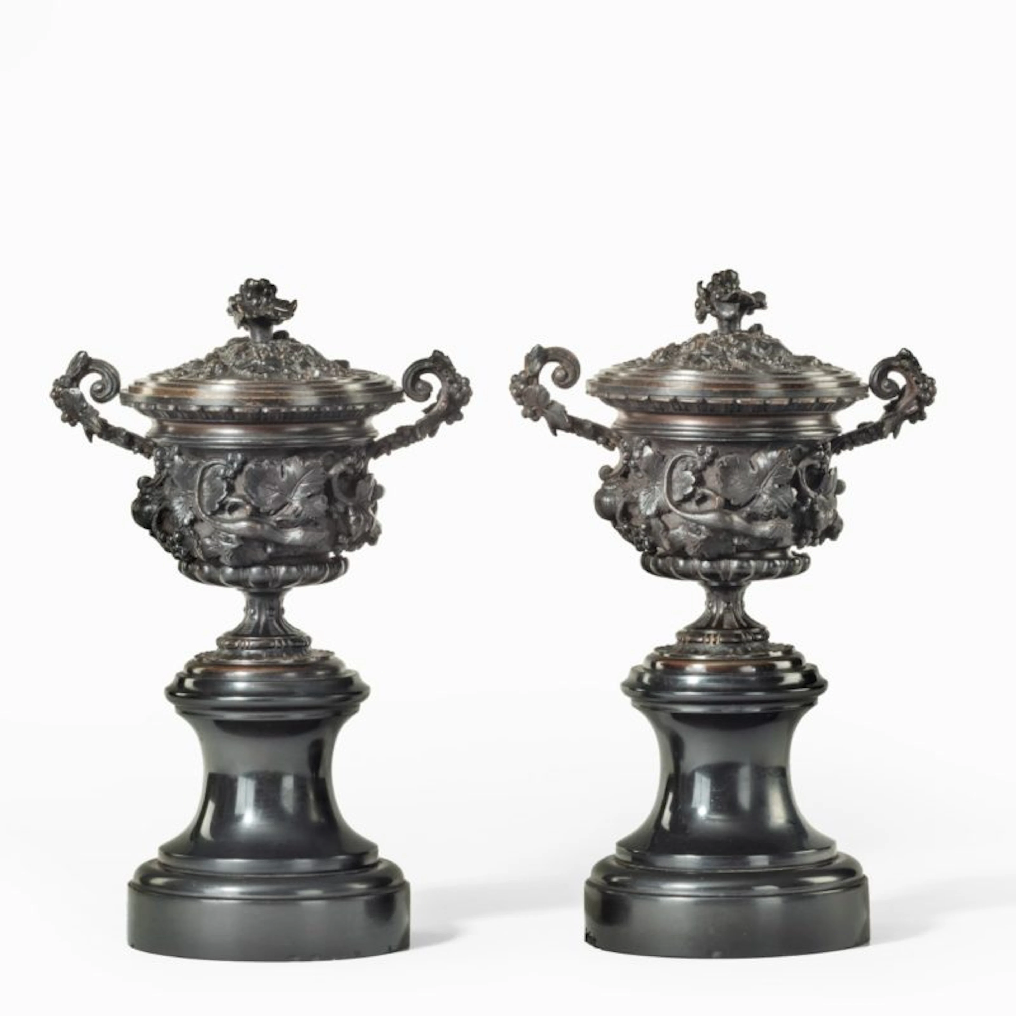 A Fine Pair of Bronze Urns or Vases and Covers c.1870