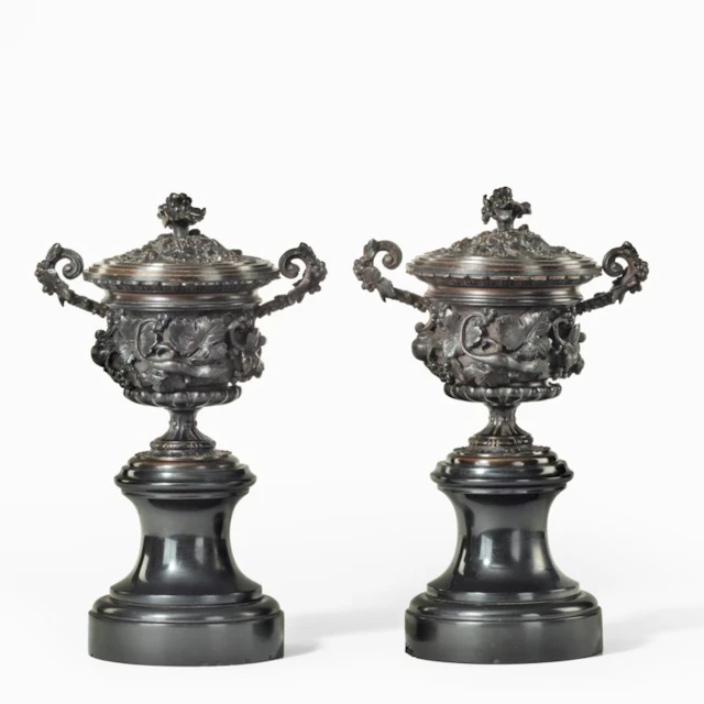 A Fine Pair of Bronze Urns or Vases and Covers c.1870
