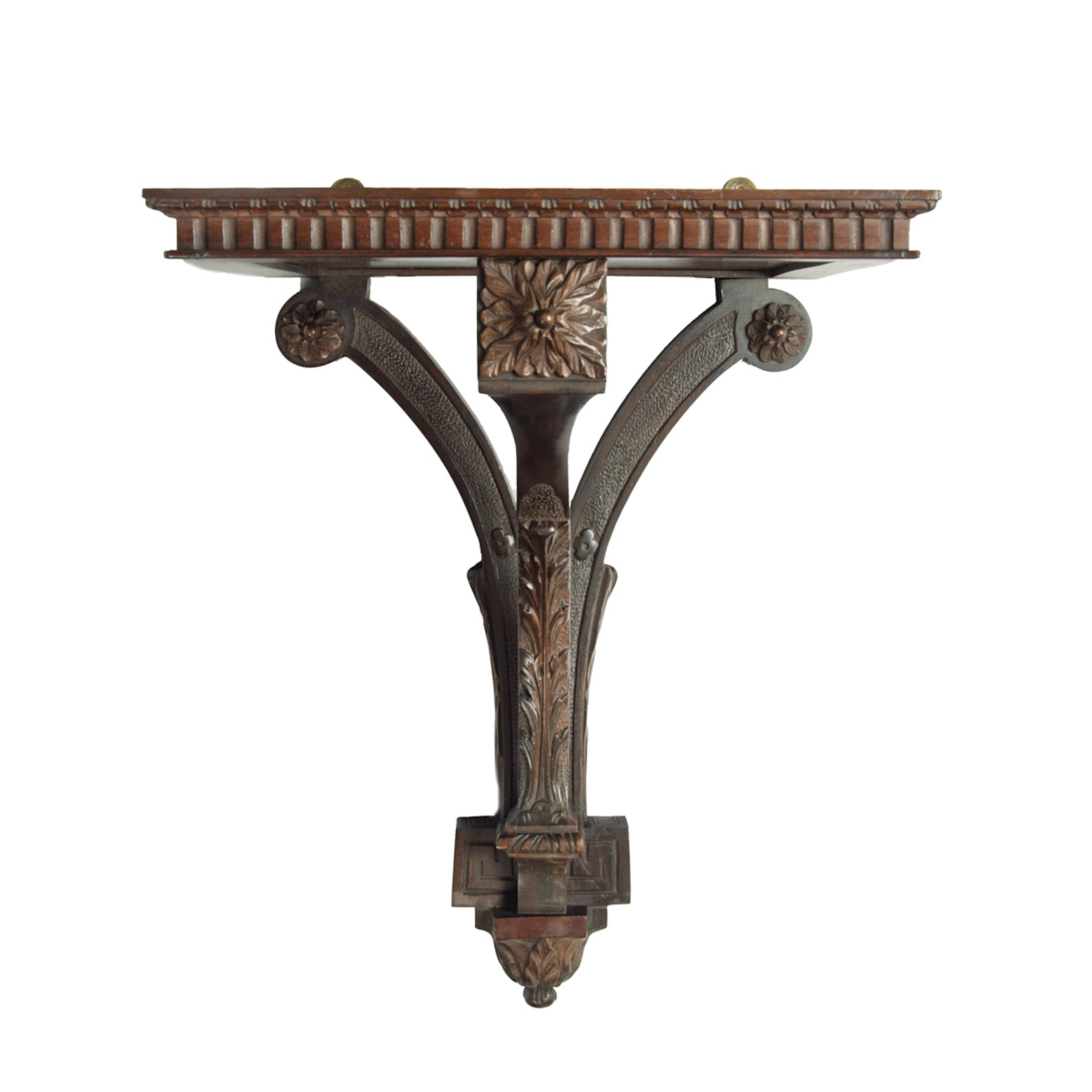 A late Victorian mahogany wall bracket for a clock, by Edwards and Roberts