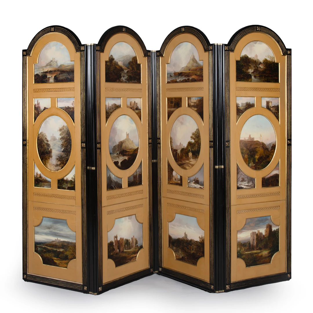An exceptional documented folding screen made by T. Robertson and