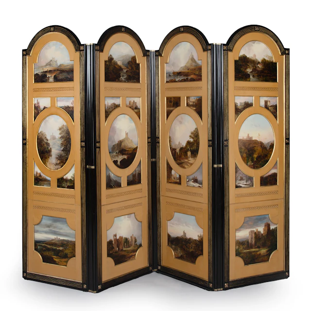 An exceptional documented folding screen made by T. Robertson and
