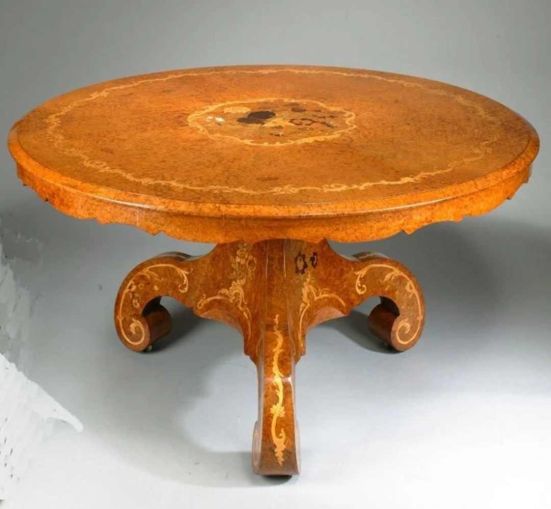 Regency amboyna centre table, attr. to E H Baldock