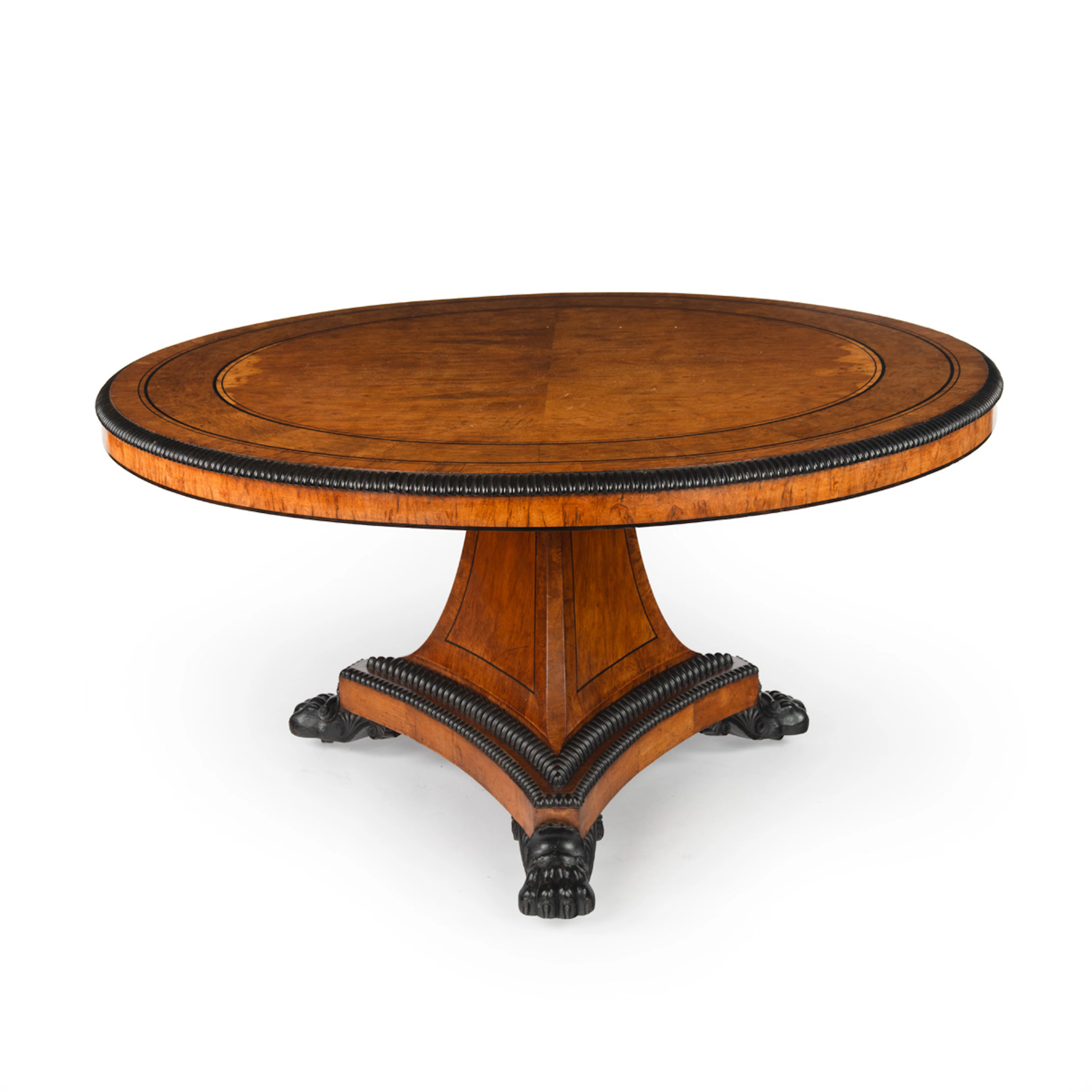 A Fine and Important Regency Pollard Oak and Ebony Centre Table Relating