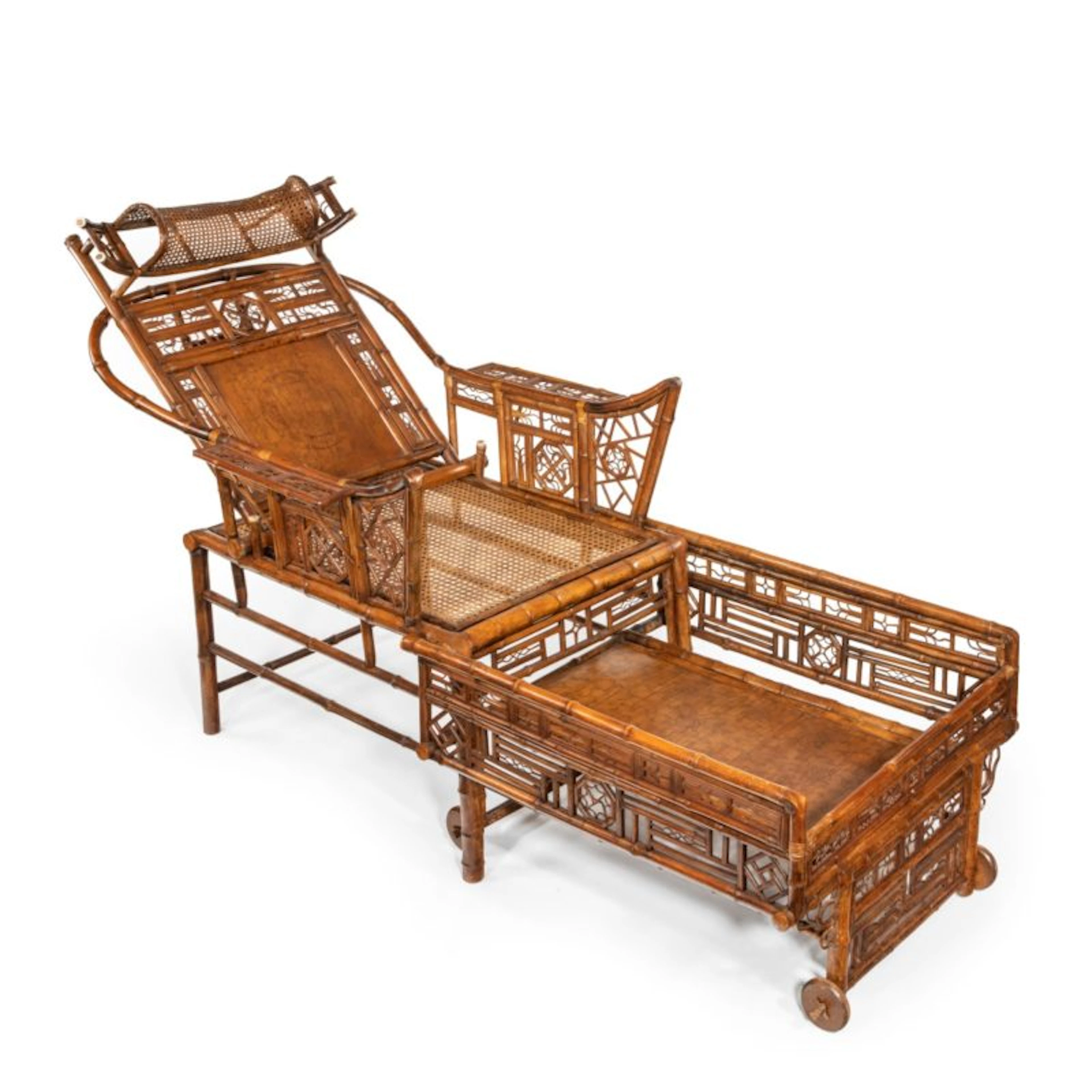 A Chinese Export ‘Brighton Pavilion’ bamboo adjustable day bed