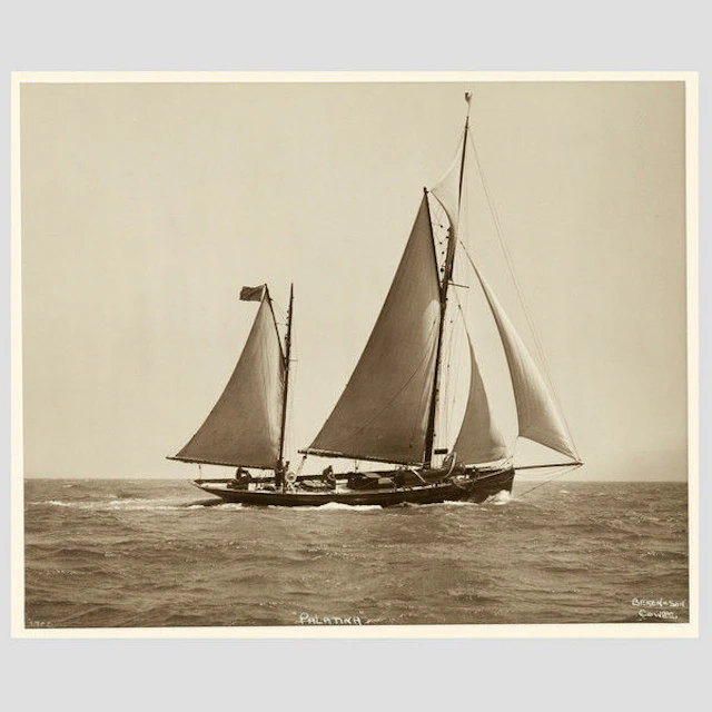 Yacht Palatina, early silver photographic print by Beken of Cowes.