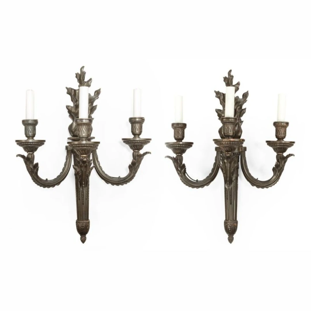 Pair of French bronze wall-lights