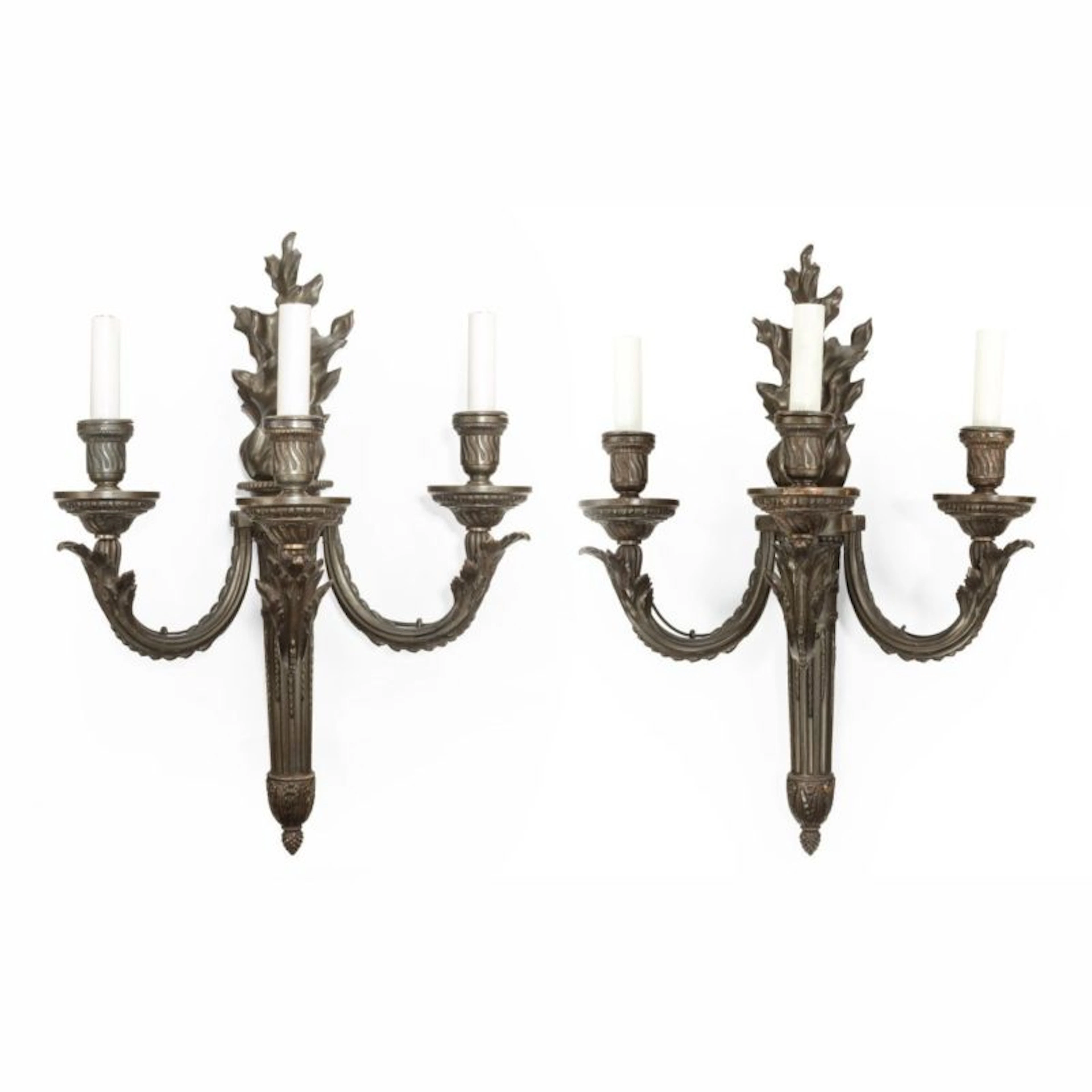 Pair of French bronze wall-lights