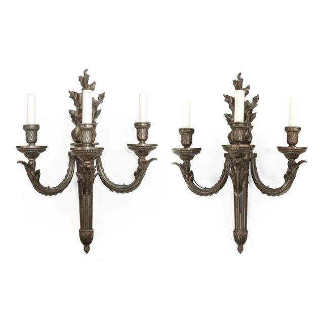 Pair of French bronze wall-lights
