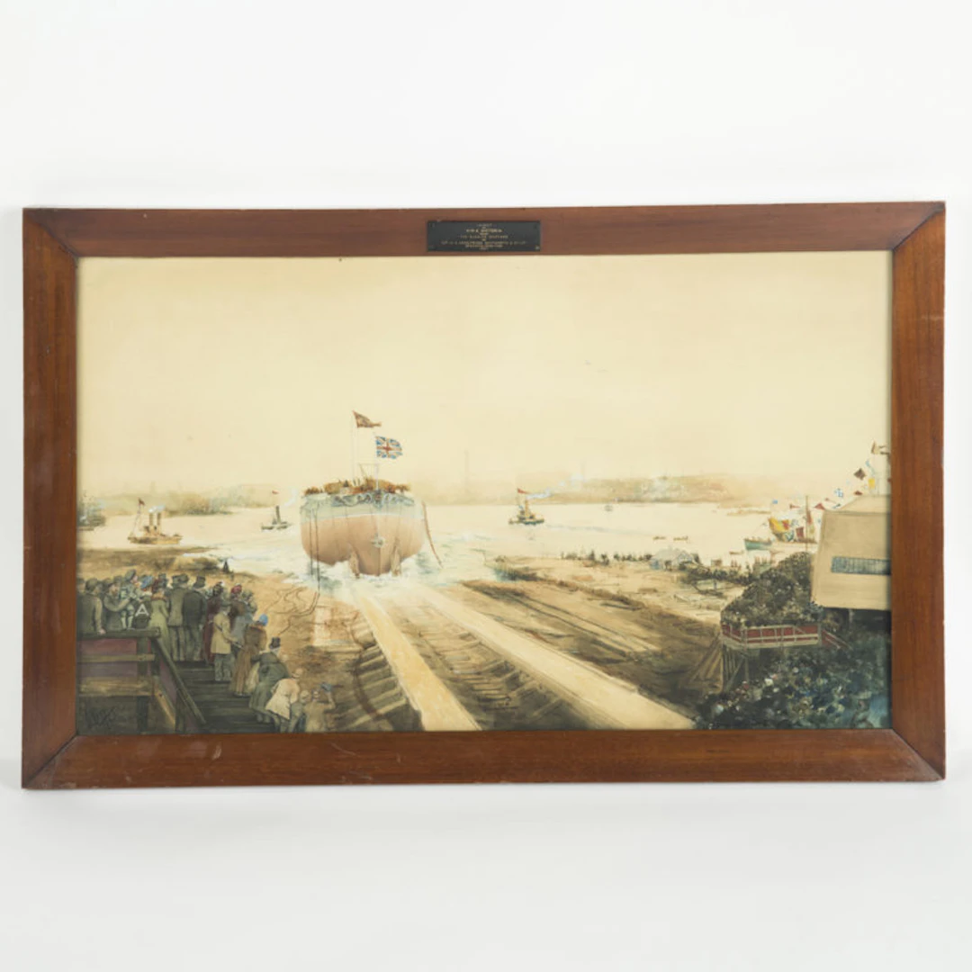 George Edward Horton: The Launch of H.M.S. ‘Victoria’ from the Elswick