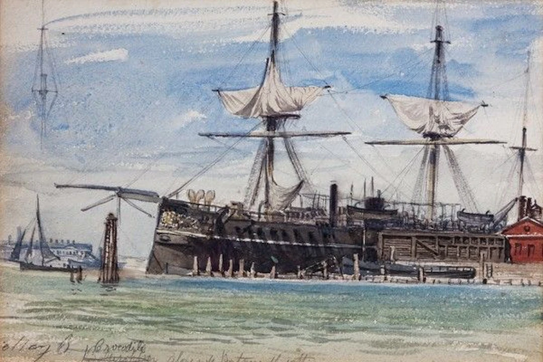 A set of three pen, ink and water colour sketches by Montague Dawson