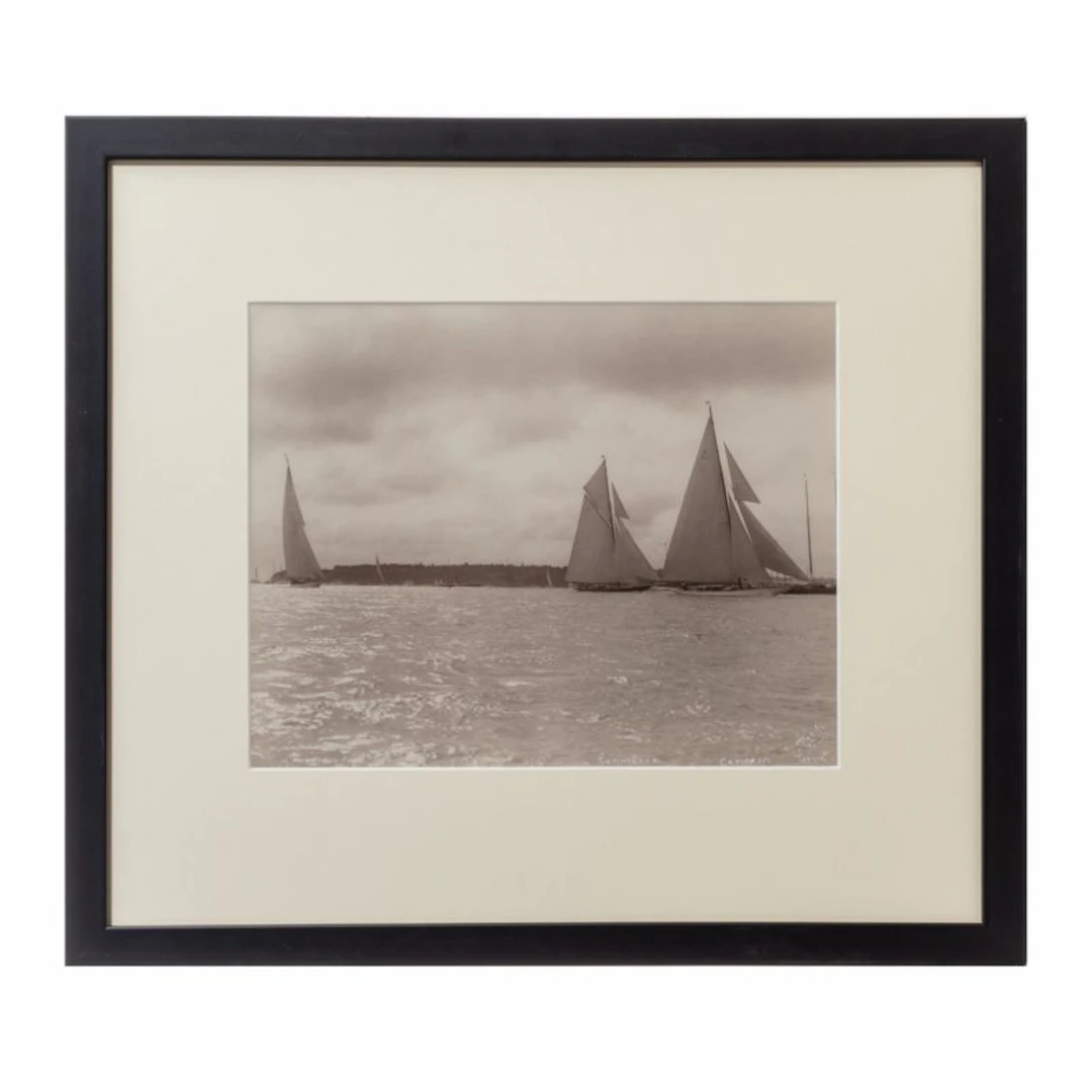 Silver gelatin print of J class racing through Cowes roads Signed