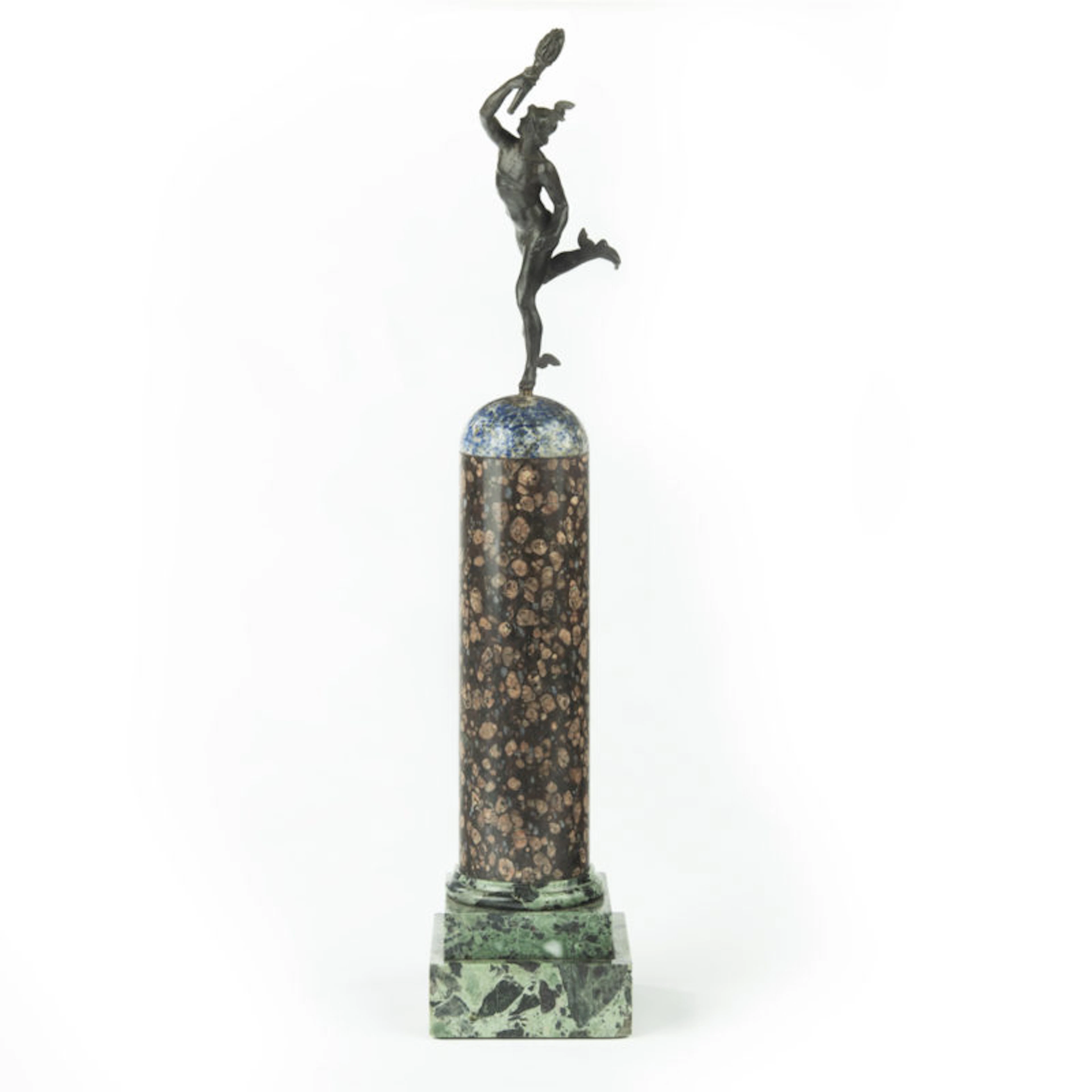 A Grand Tour Regency bronze figure of Mercury (Hermes) on a composite