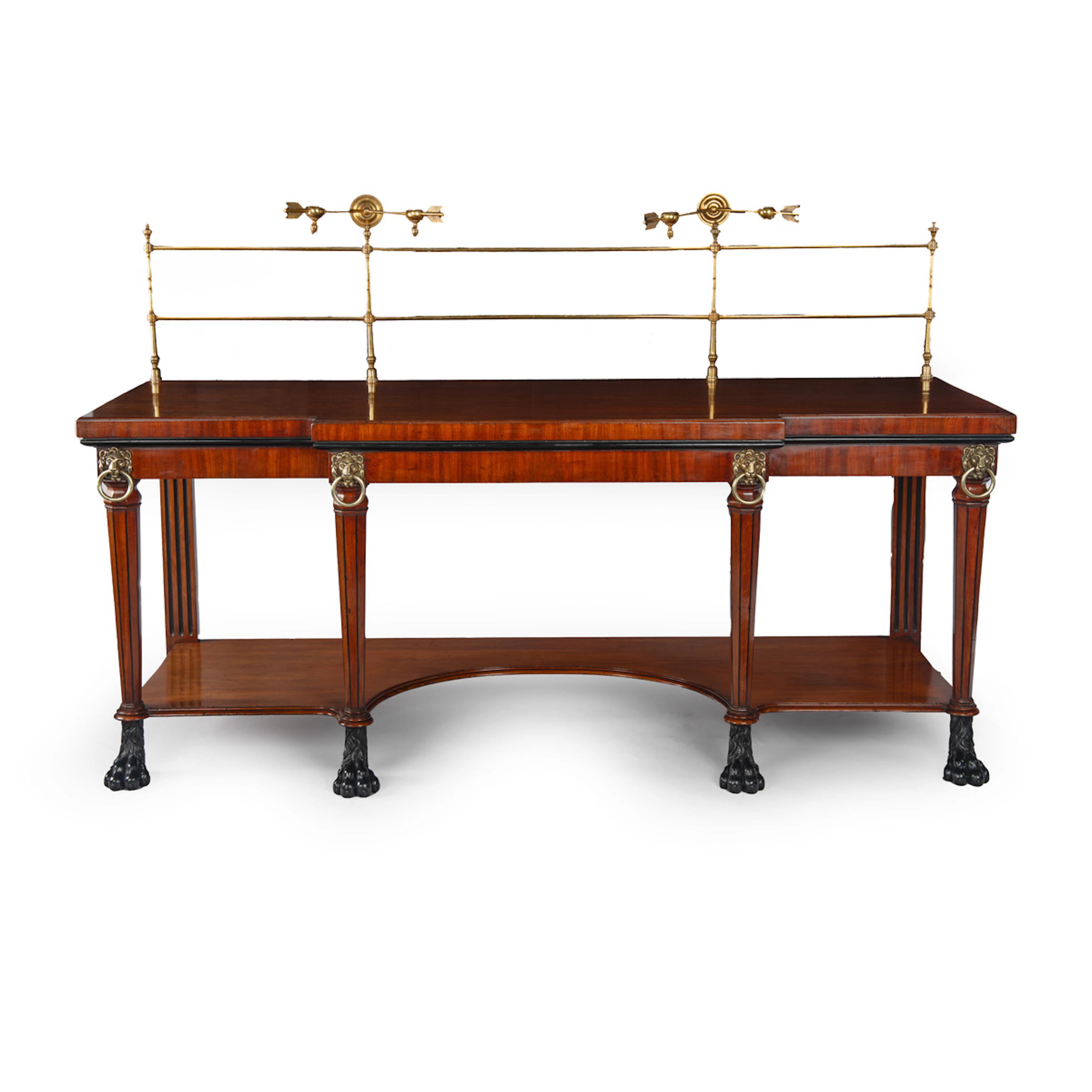 A fine Regency mahogany breakfront serving table after the designs