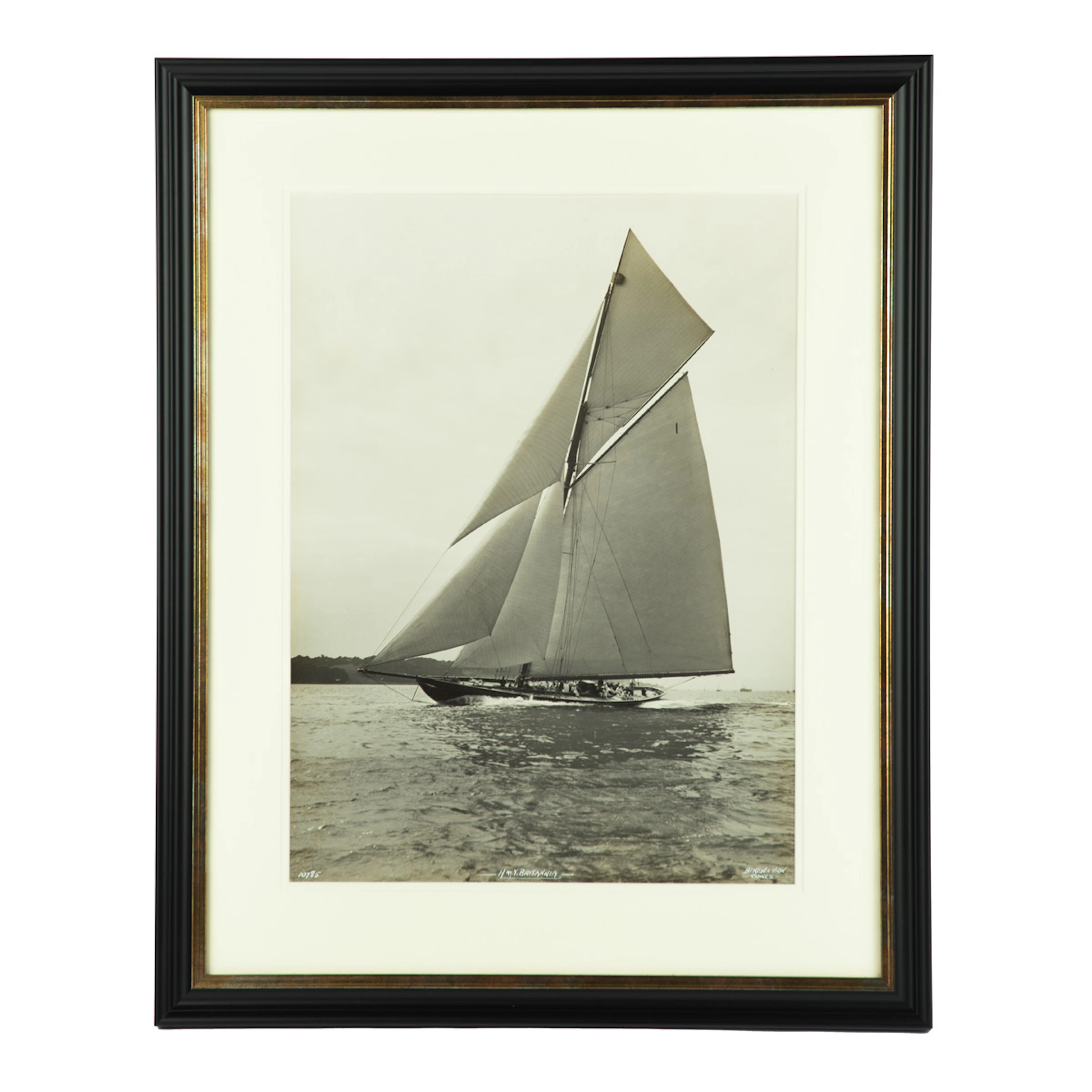 A large silver gelatin photographic print of H.M.Y. Britannia by Beken
