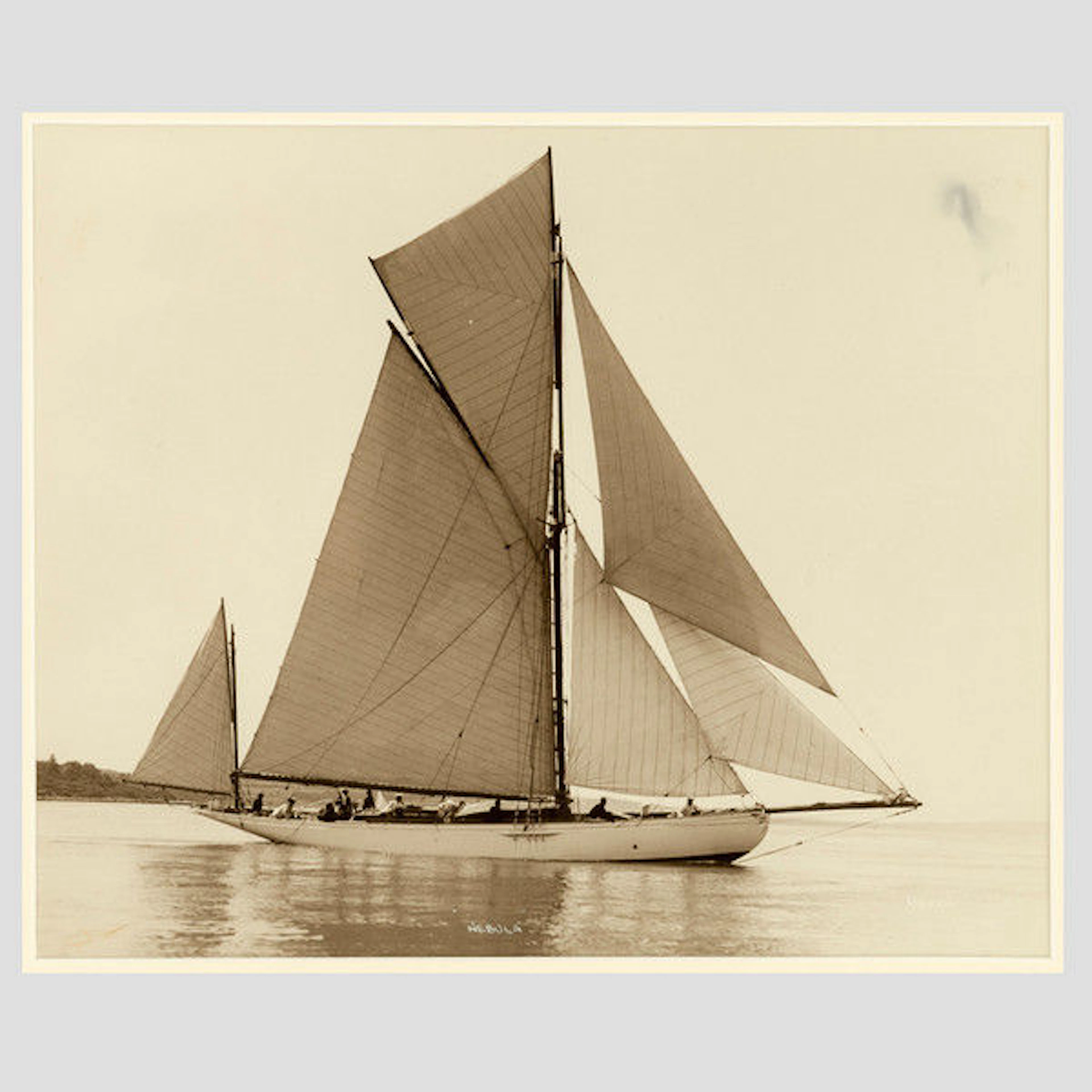 Yacht Nebula, early silver photographic print by Beken of Cowes.