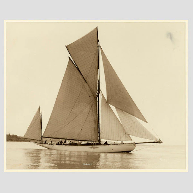 Yacht Nebula, early silver photographic print by Beken of Cowes.