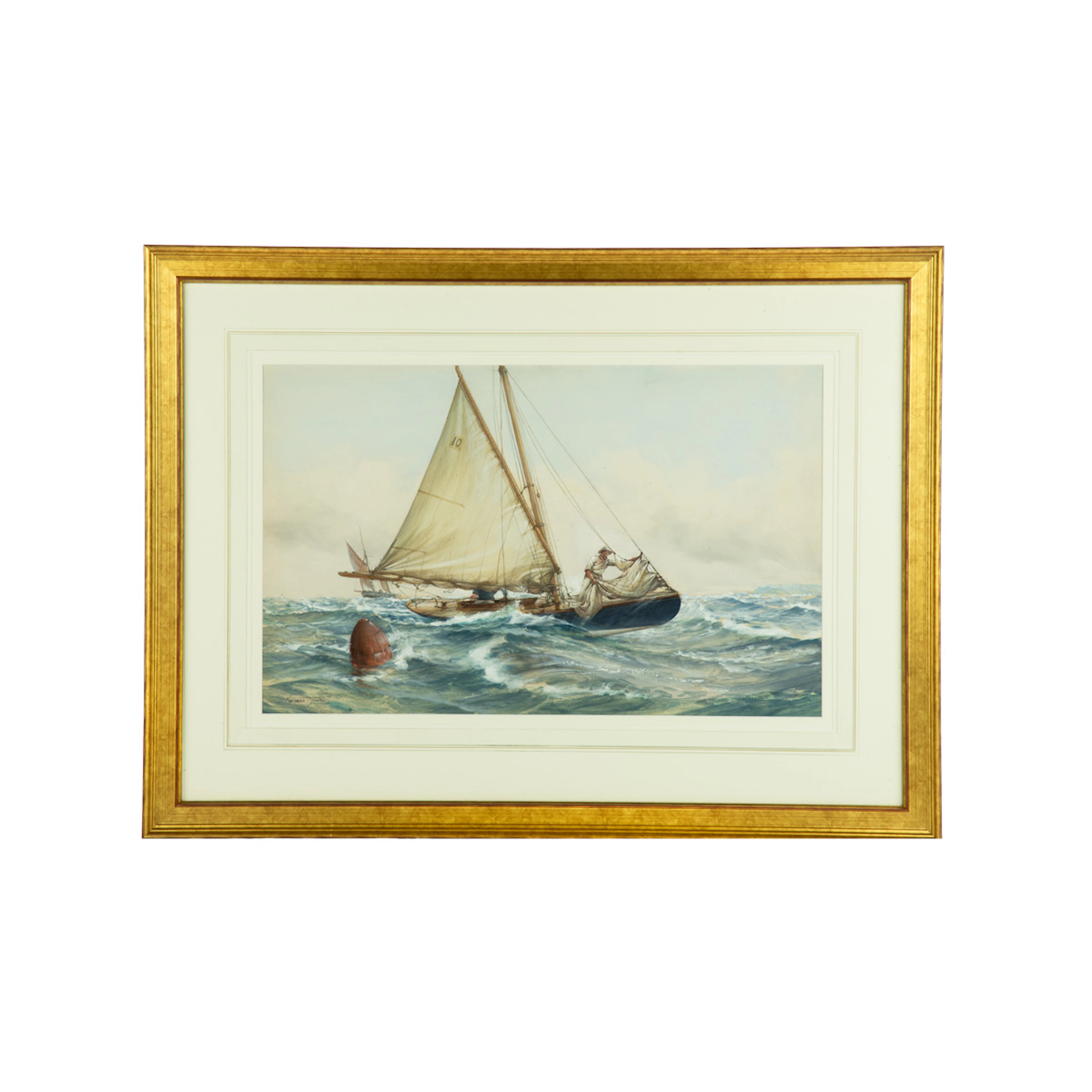 Montague Dawson: Taking in the Jib