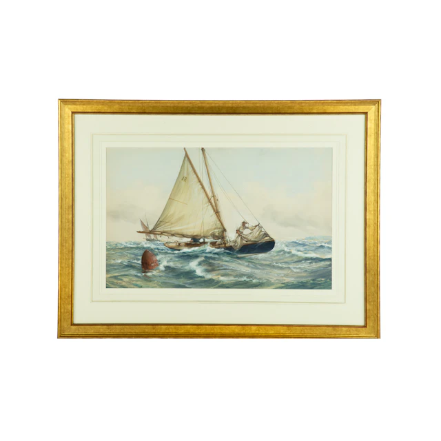 Montague Dawson: Taking in the Jib