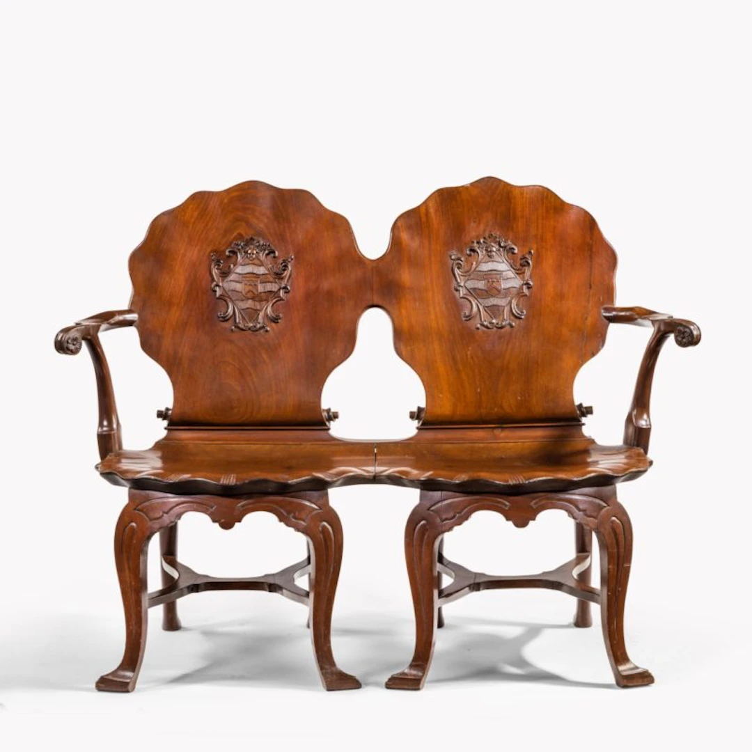An exceptional late George II mahogany settee, made for Anne Basset