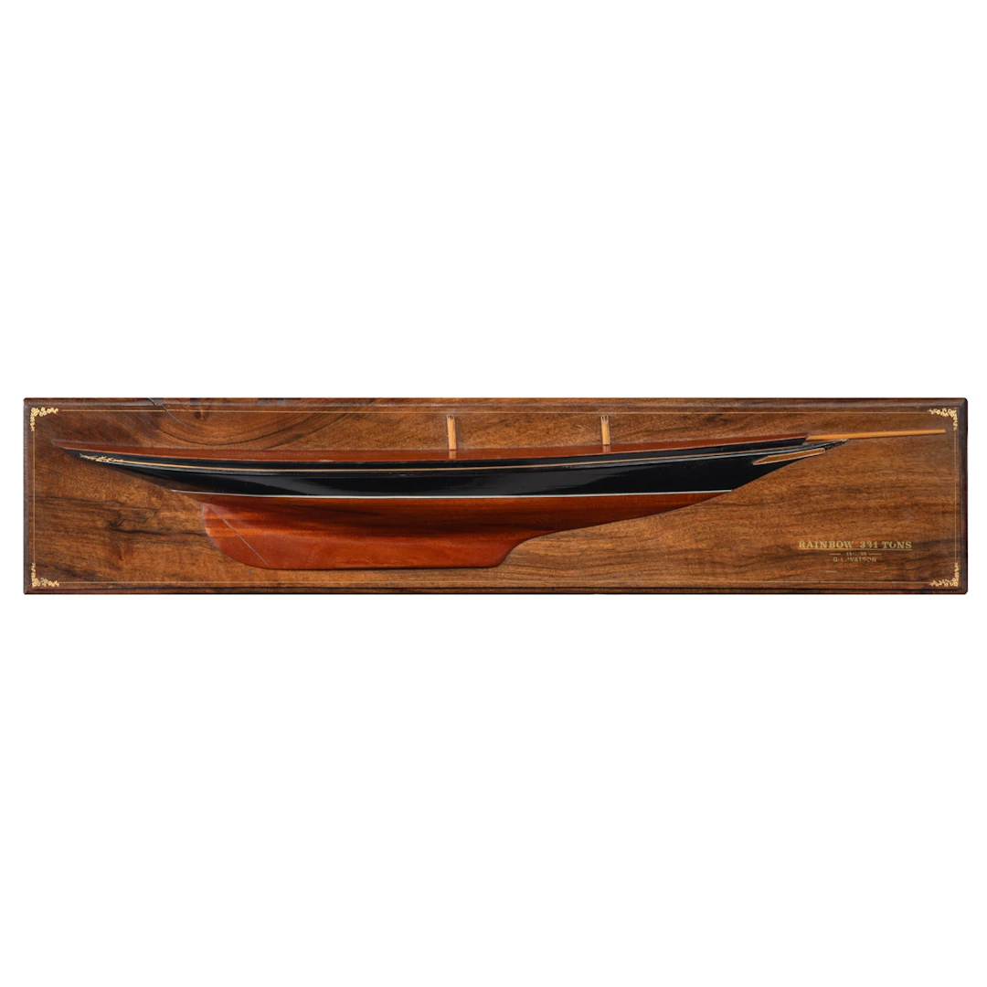 Specimen Wood Half Model of the Original J Class Yacht Rainbow