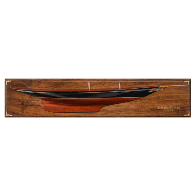 Specimen Wood Half Model of the Original J Class Yacht Rainbow