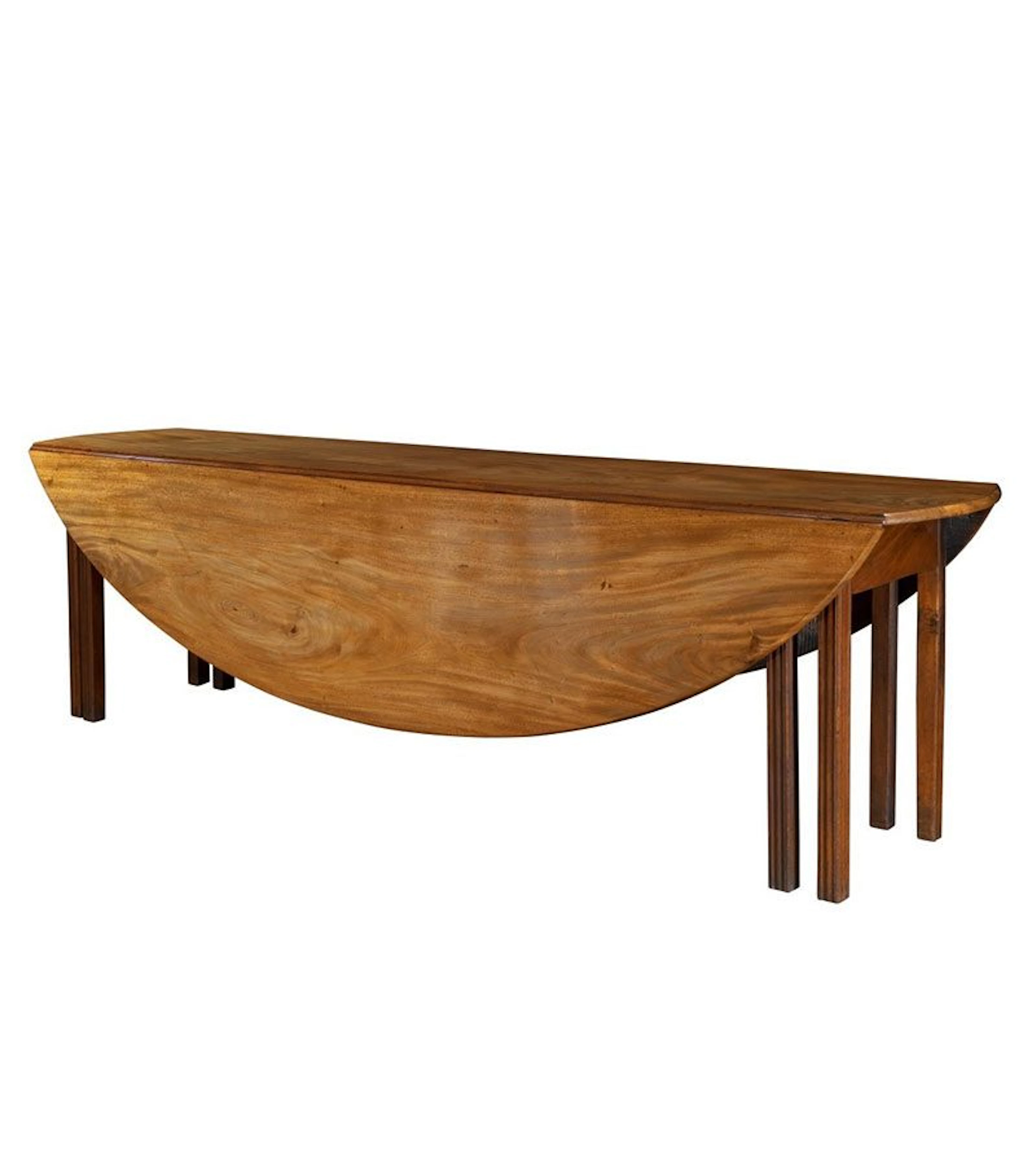 A long early George III Irish mahogany dining or wake table of exceptional