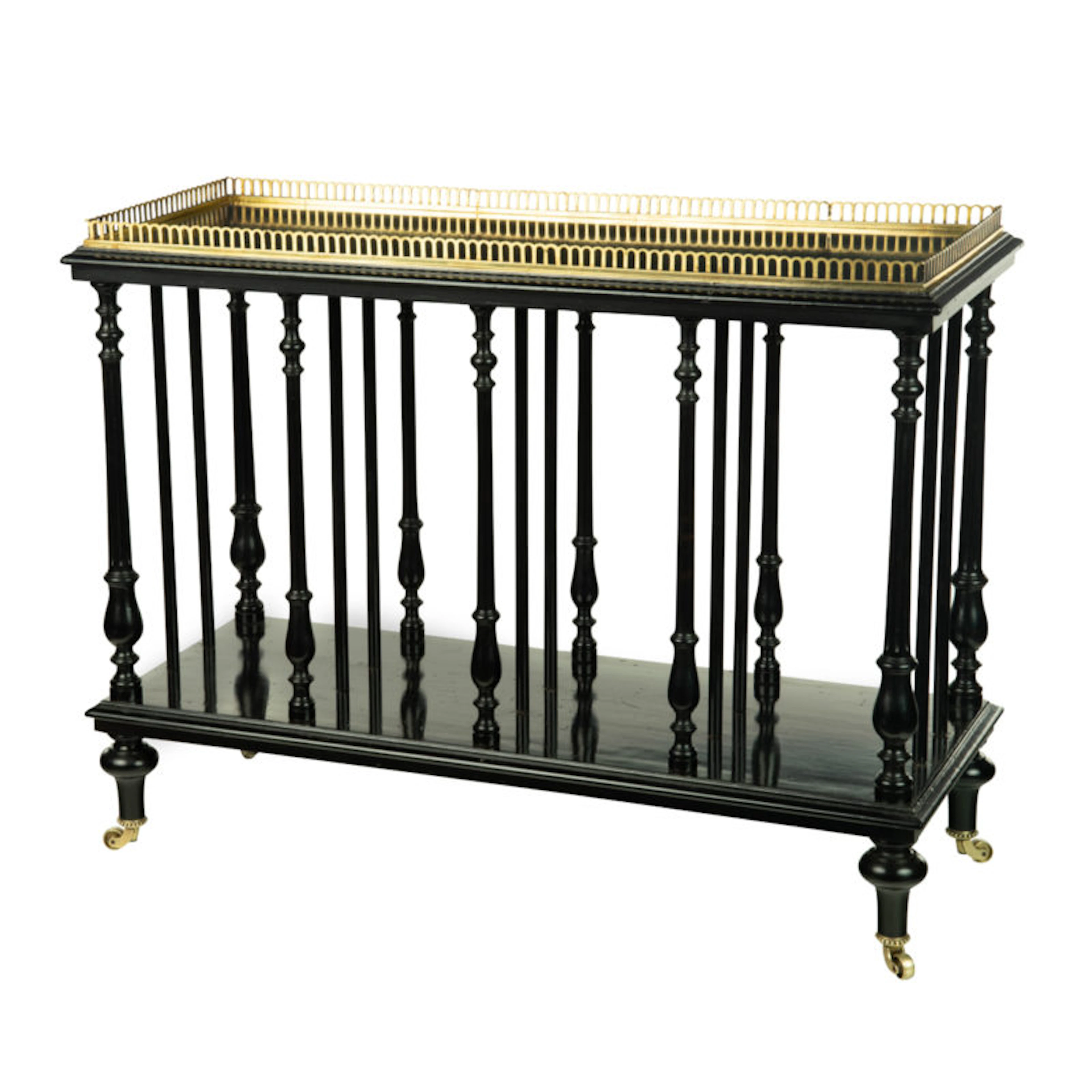 A late Victorian ebonized freestanding folio stand