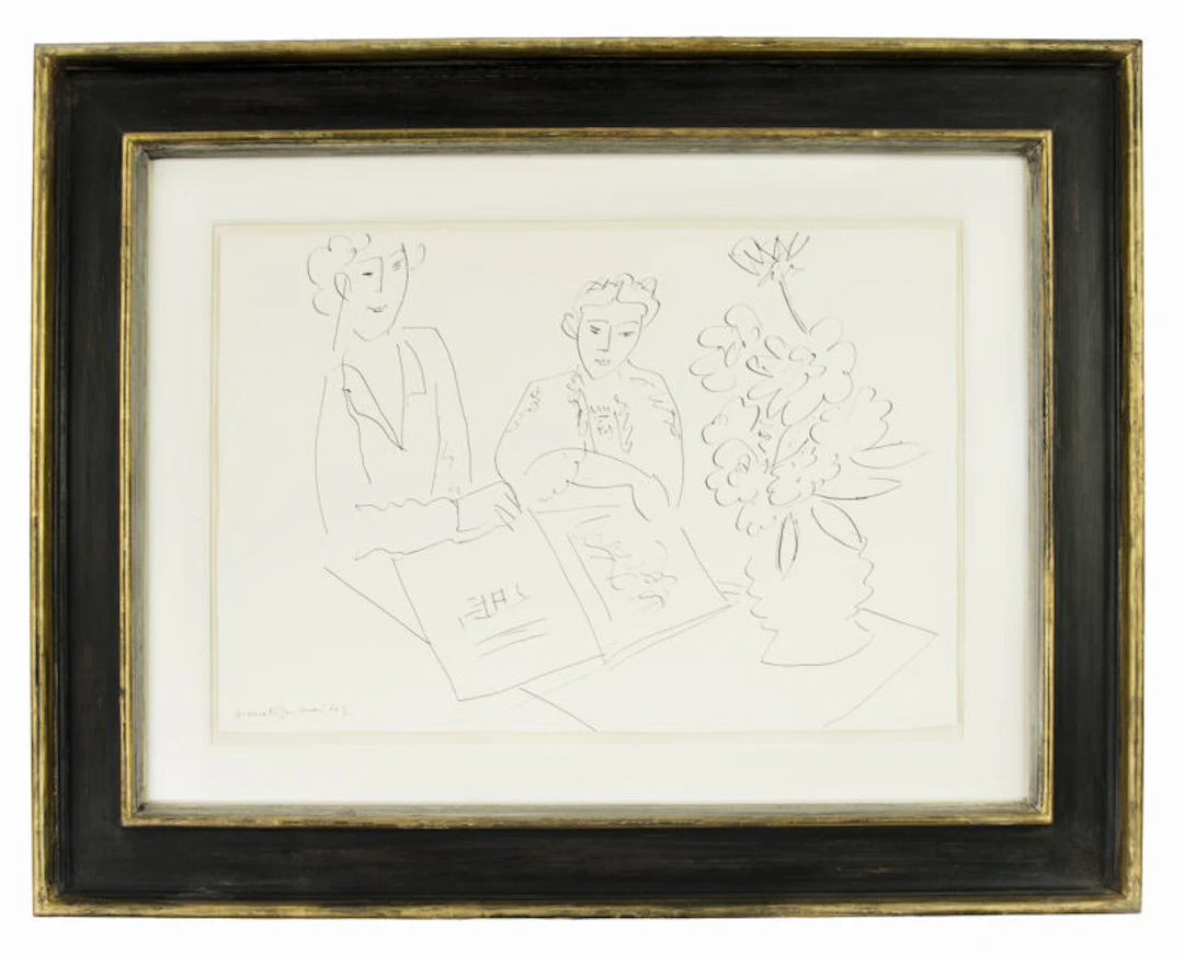 “Jeunes Filles et Fleurs” – A Henri Matisse ink drawing of two women