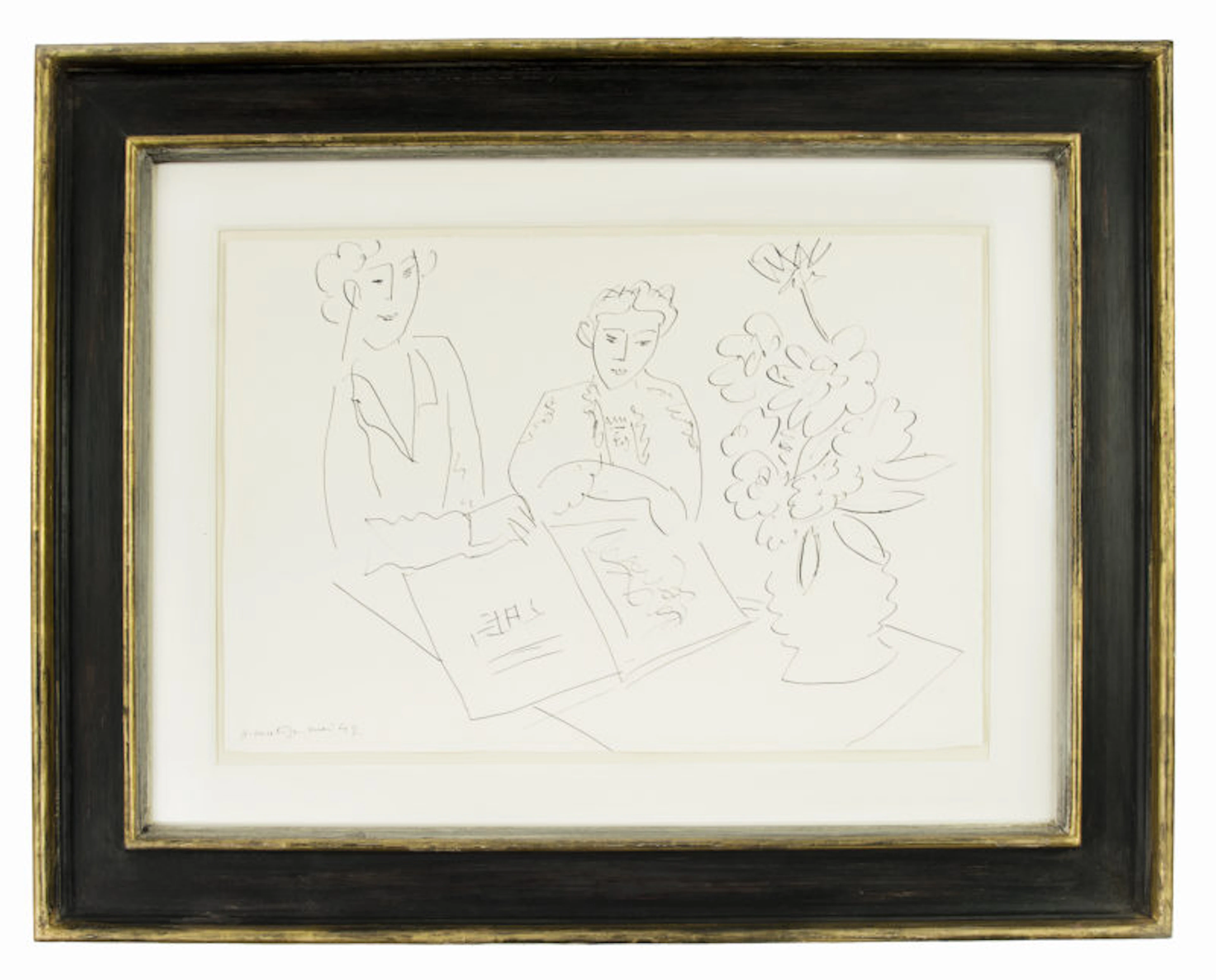 “Jeunes Filles et Fleurs” – A Henri Matisse ink drawing of two women