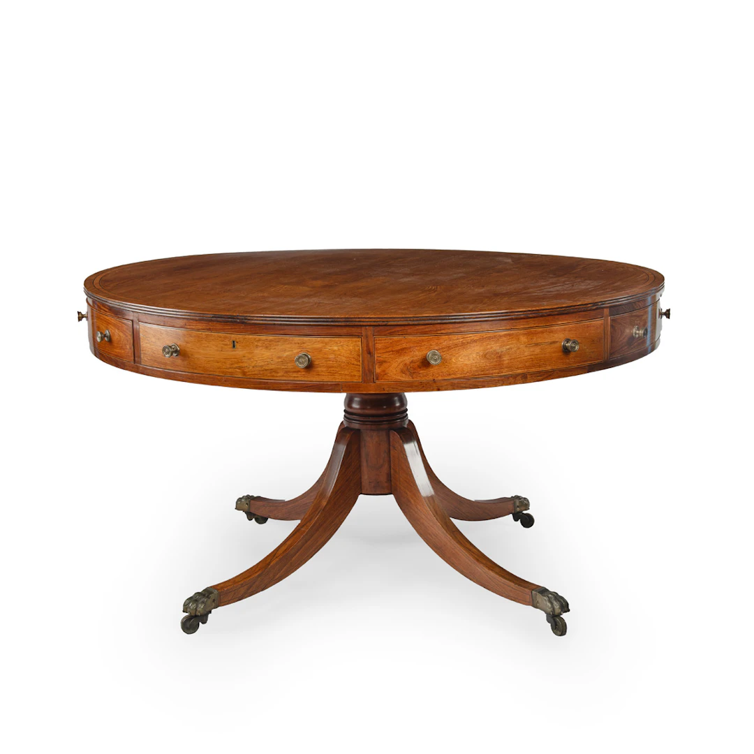 19th Century Regency Huanghali Revolving Drum Table or rent table