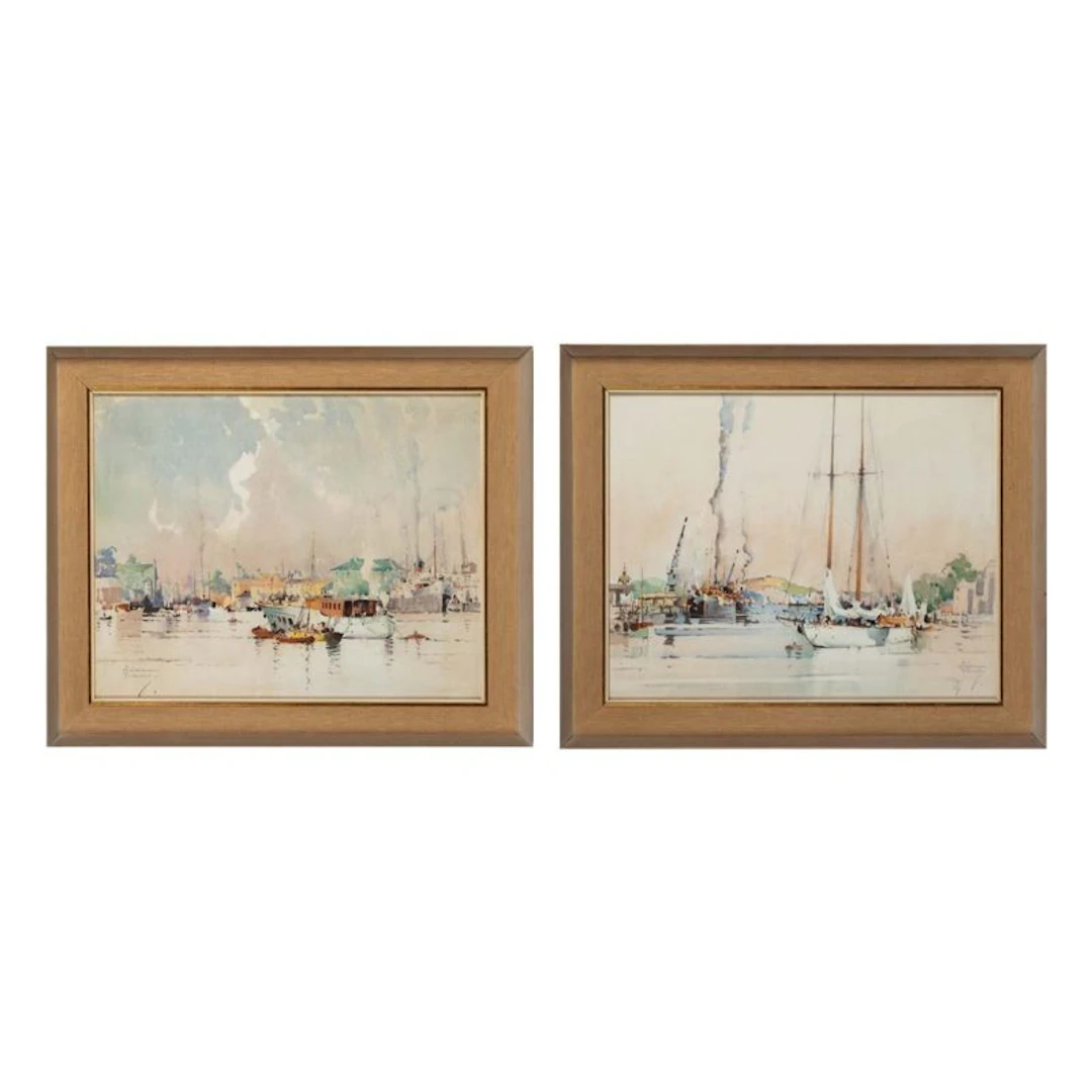 A pair of watercolours by (Albert) Gordon Thomas R.S.W (1893-1970)