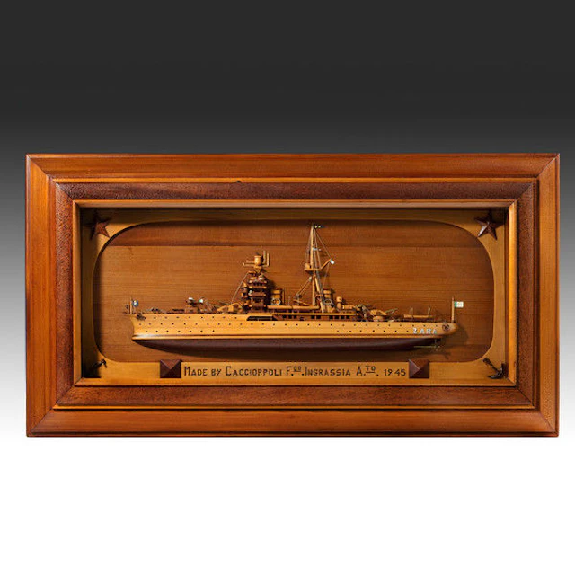 Rare WWII Italian Prisoner of war work model of Italian cruiser ‘Zara’